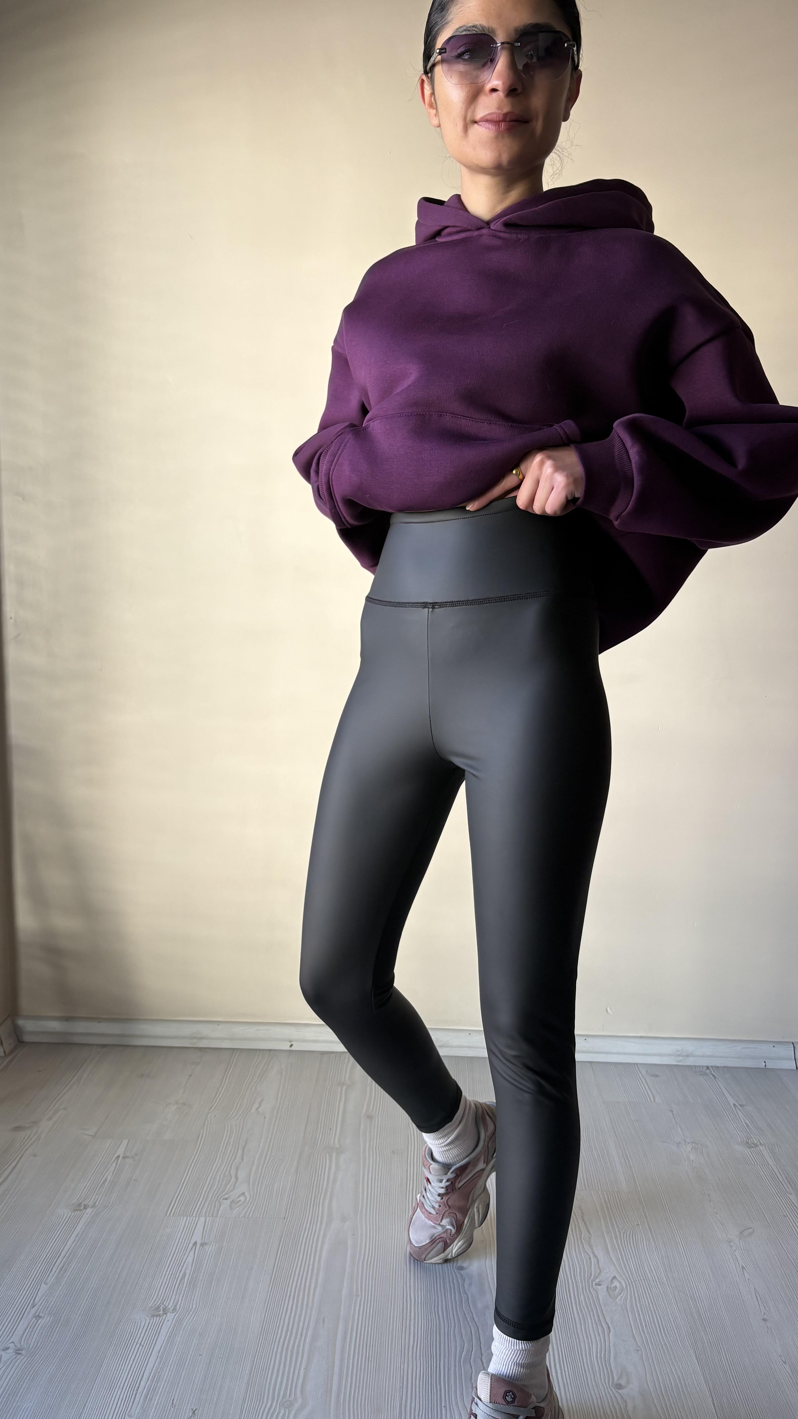 Siyah Şardonlu Deri Tayt