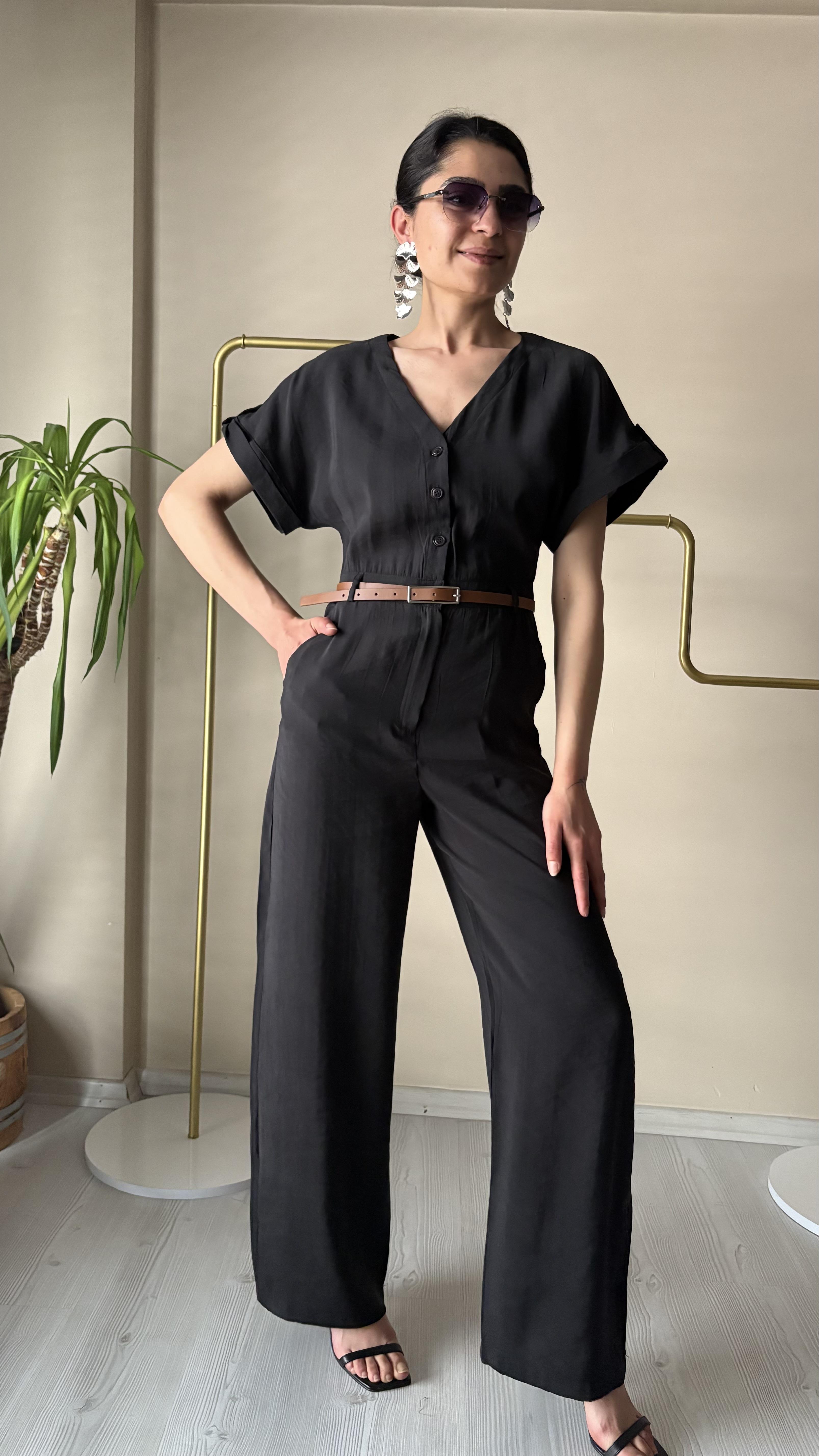 Siyah Tensel Kemerli Tulum