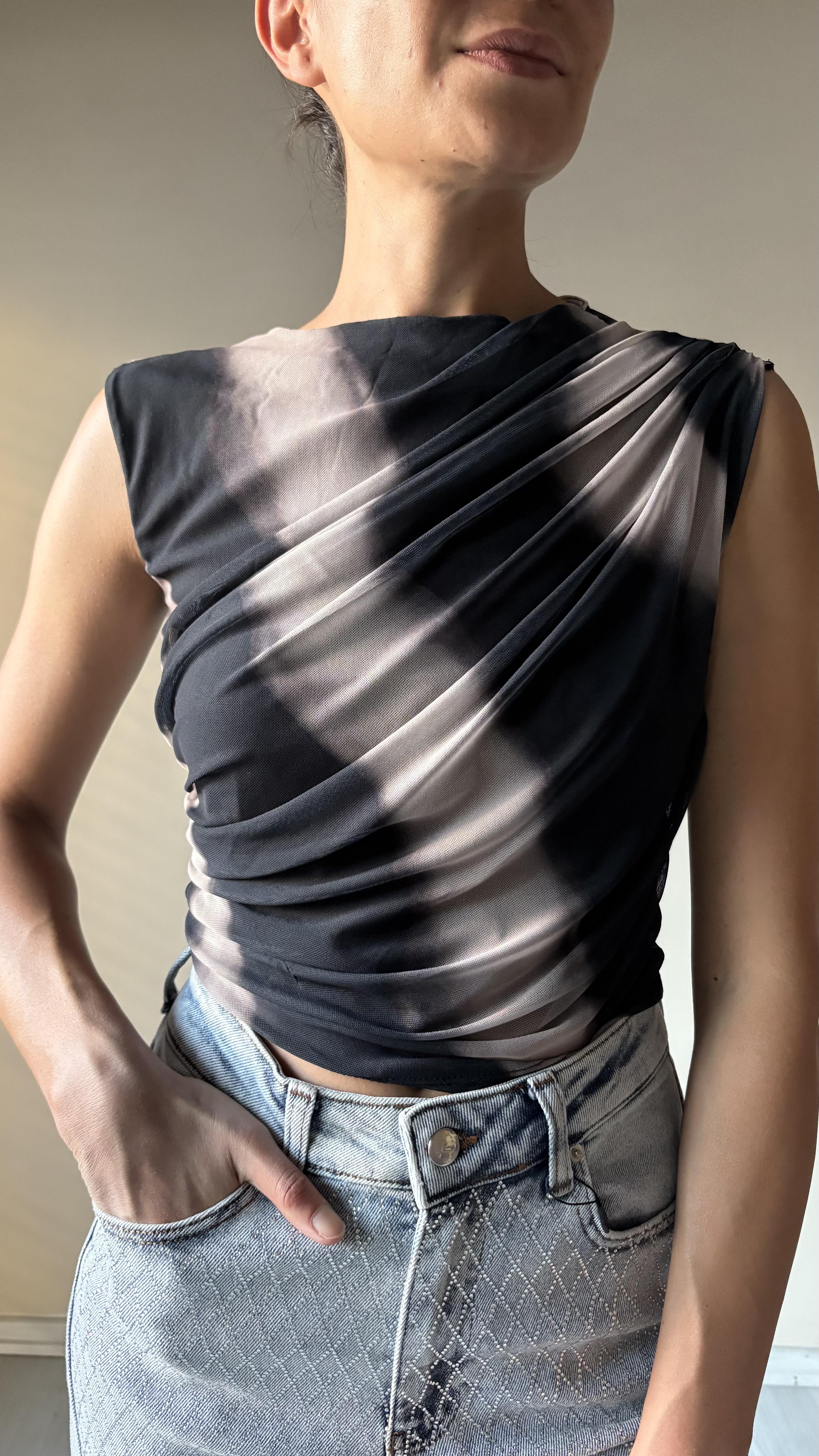 Tül Batik Desen Bluz