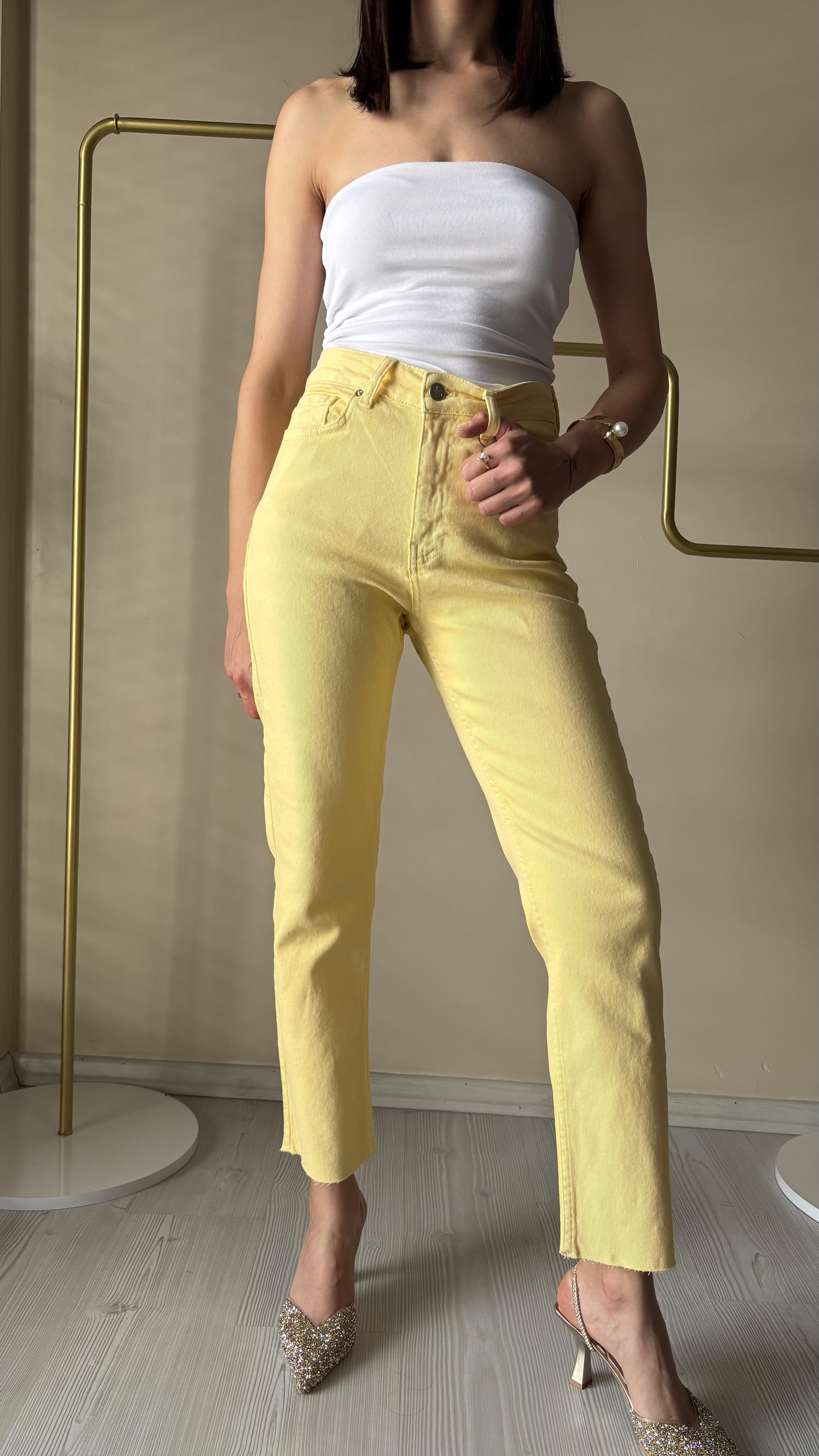 X love Sarı Slimmomfit lazer kesim Jean