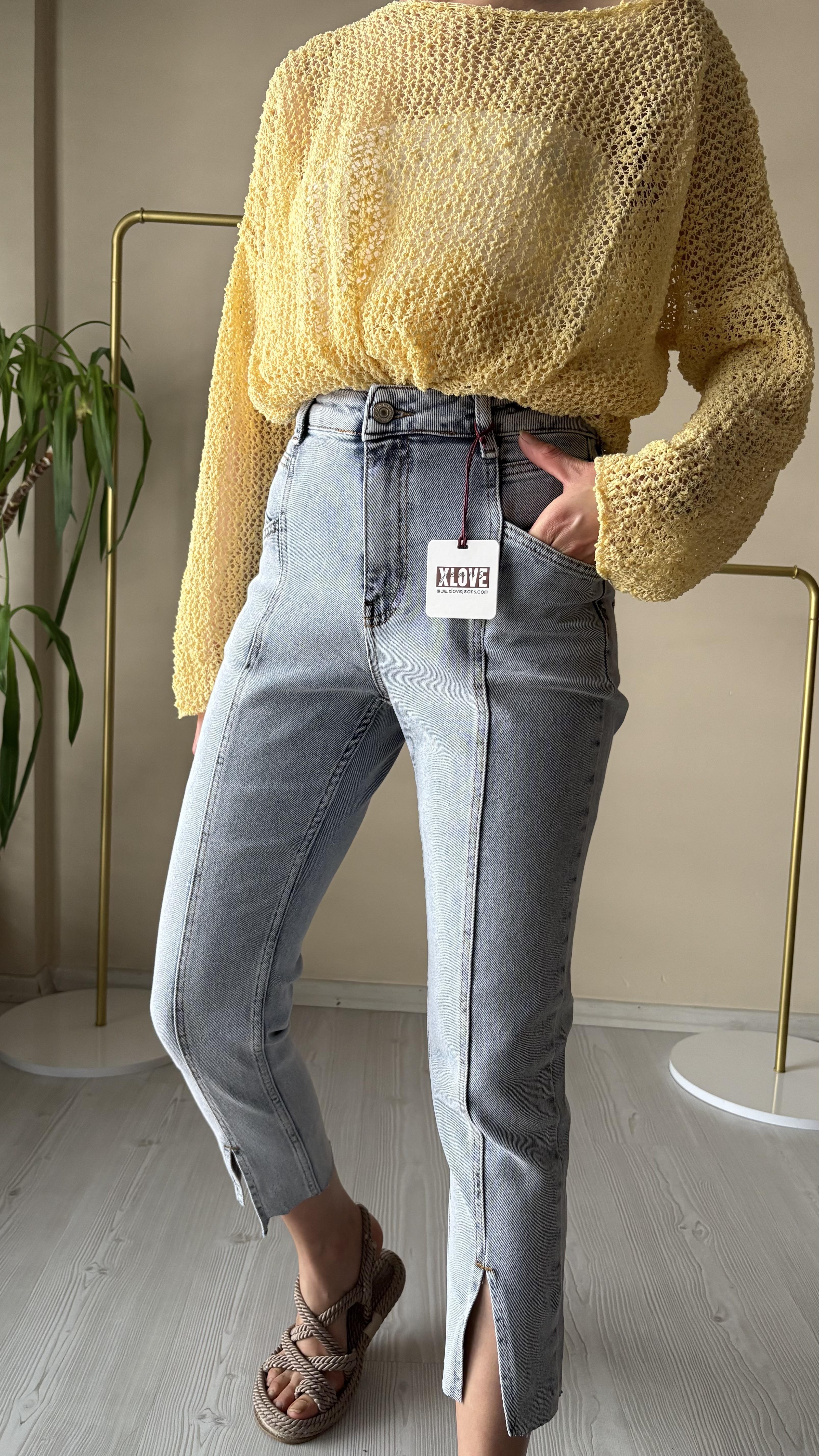 XLove kar yıkama Paça yırtmaçlı Jean