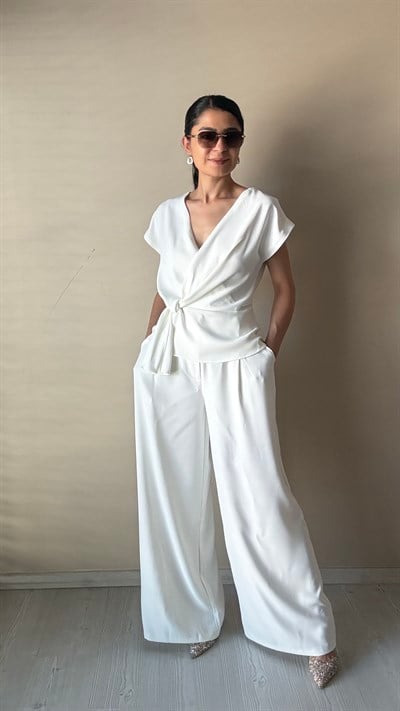 Kırık Beyaz Premıum Bluz & Pantolon Takım
