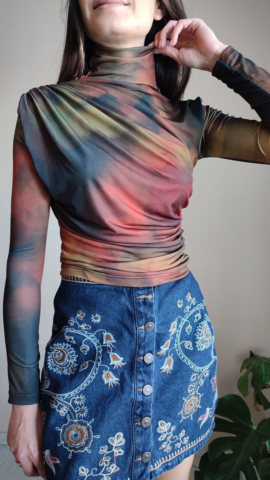 Batik desen drapeli bluz