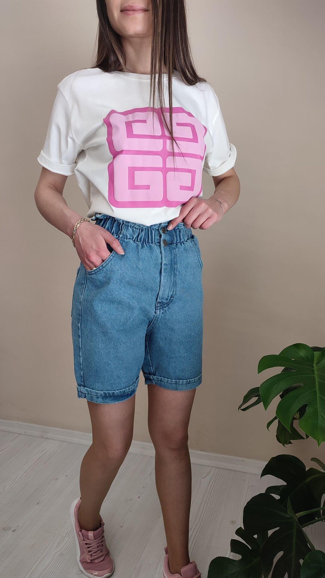 Bel lastikli mavi şort Jean