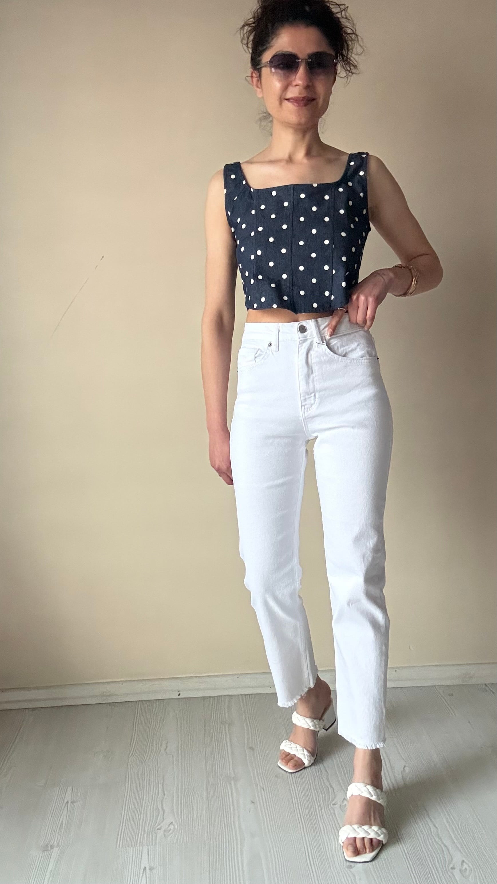 Beyaz Lazer Kesim Slimmomfit Jean 