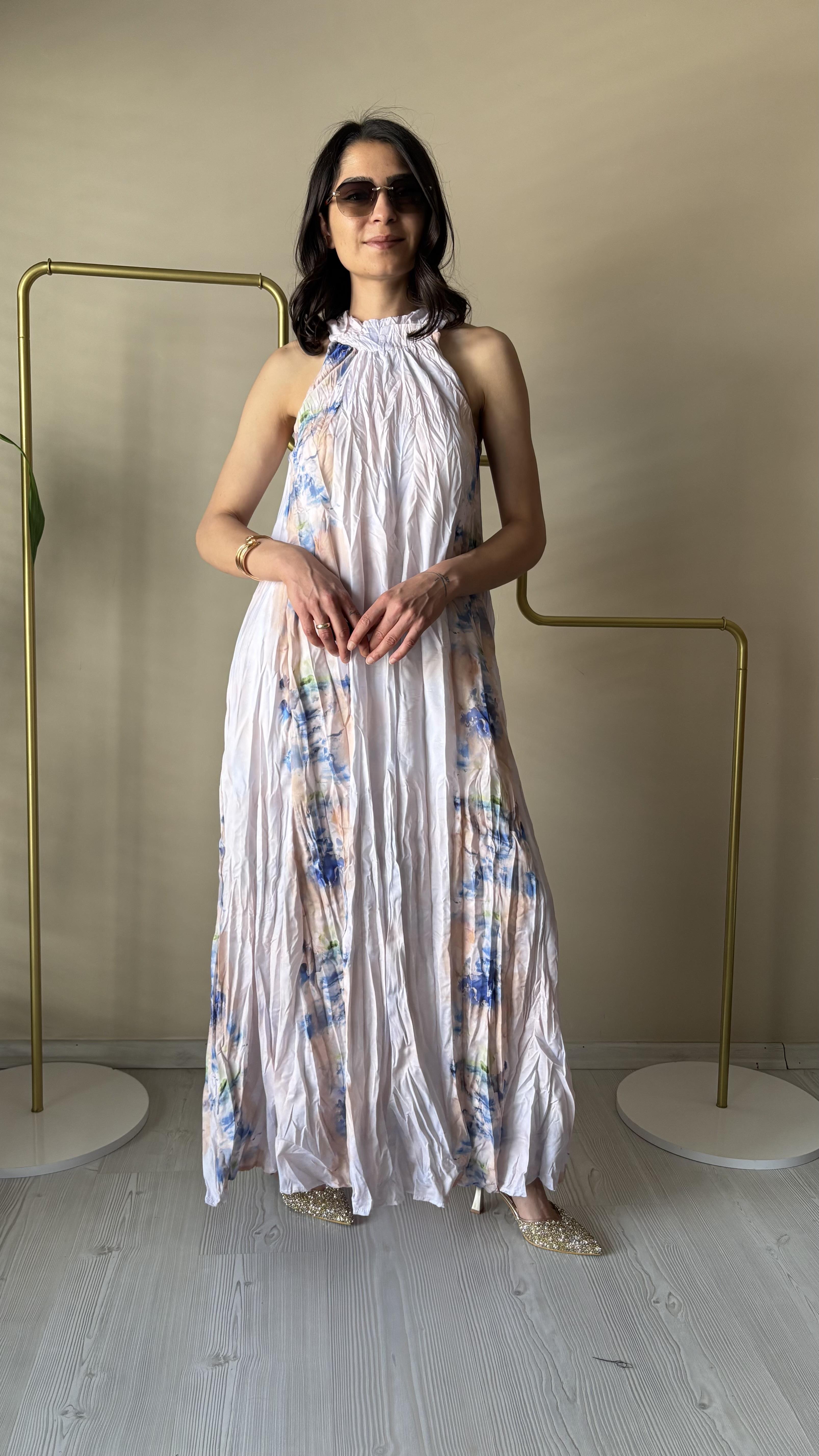 Desenli Crash Elbise 