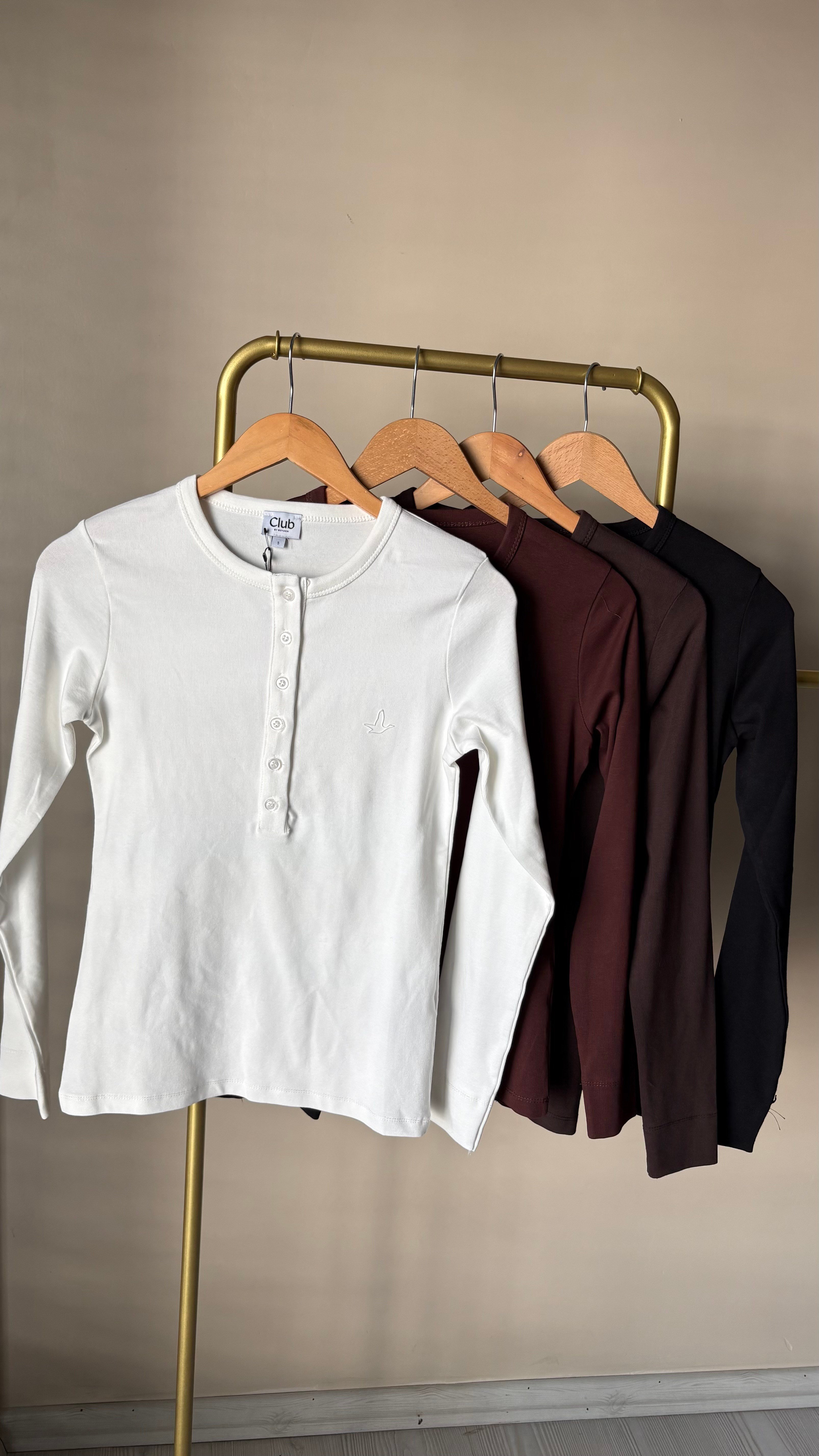 Düğmeli Yaka kol manşetli Uzun kol Tşhırt