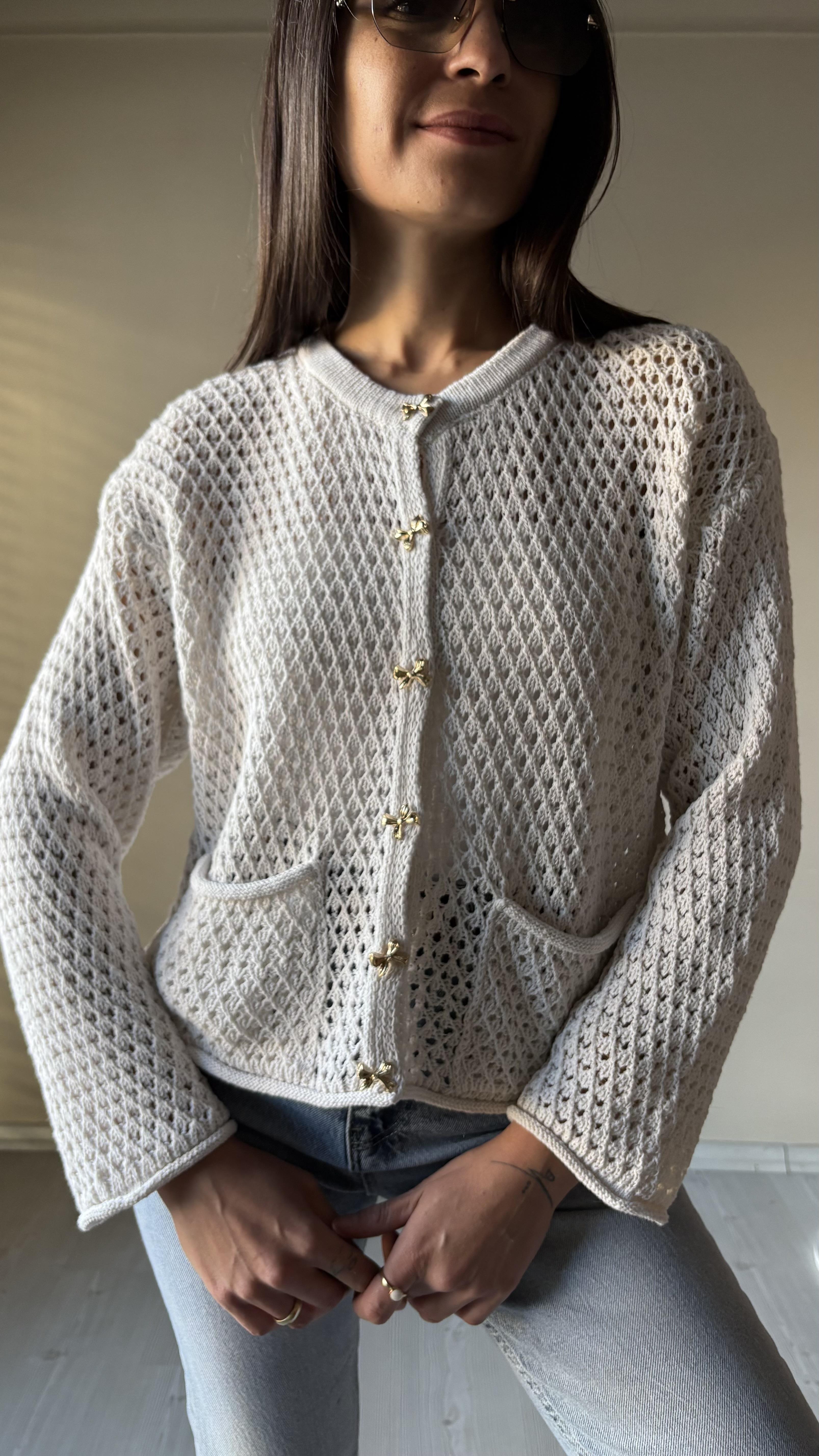 Ebru Ajurlu Metal kurdele Düğmeli Hırka