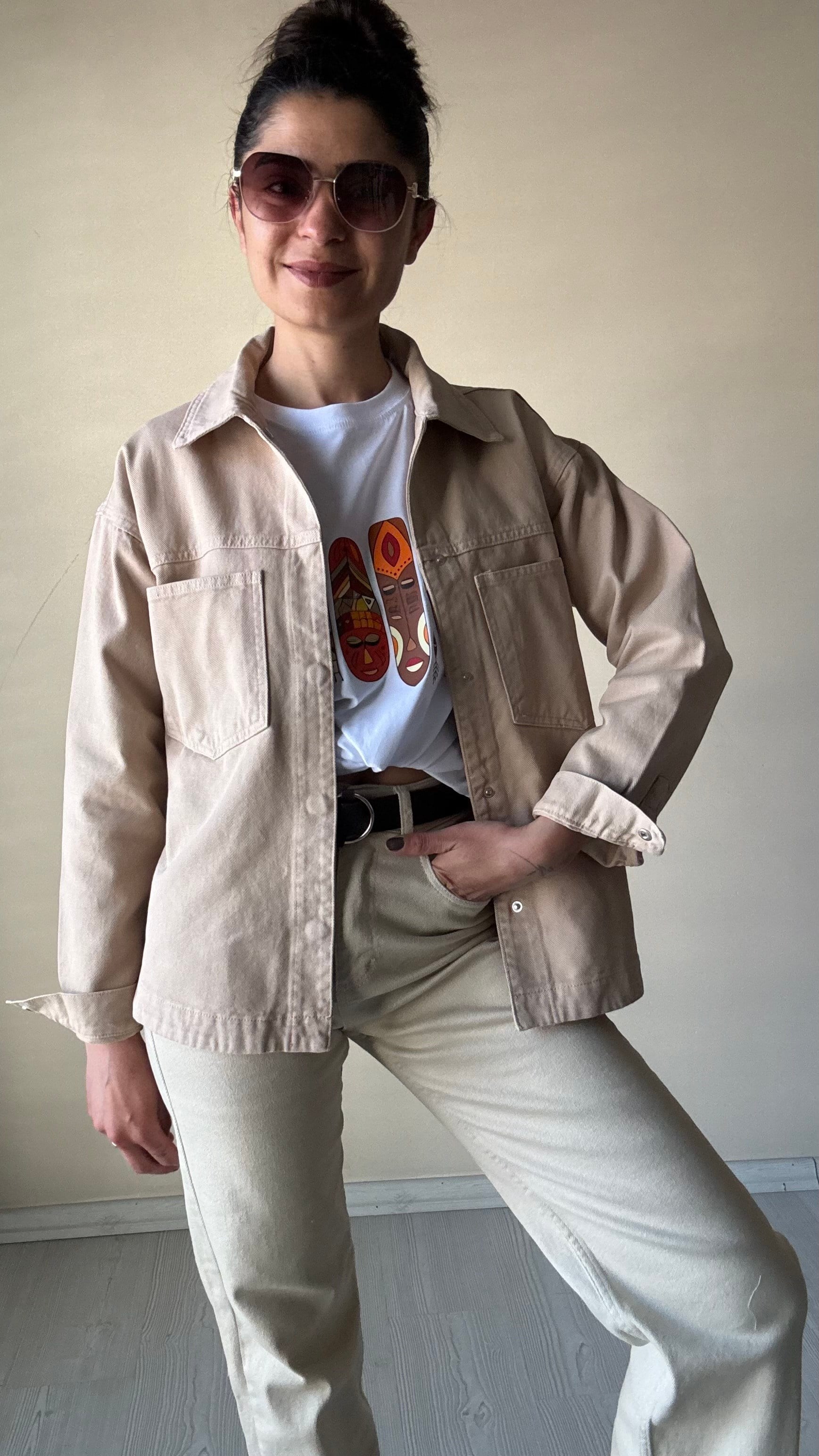 Ekru Gabardin Ceket