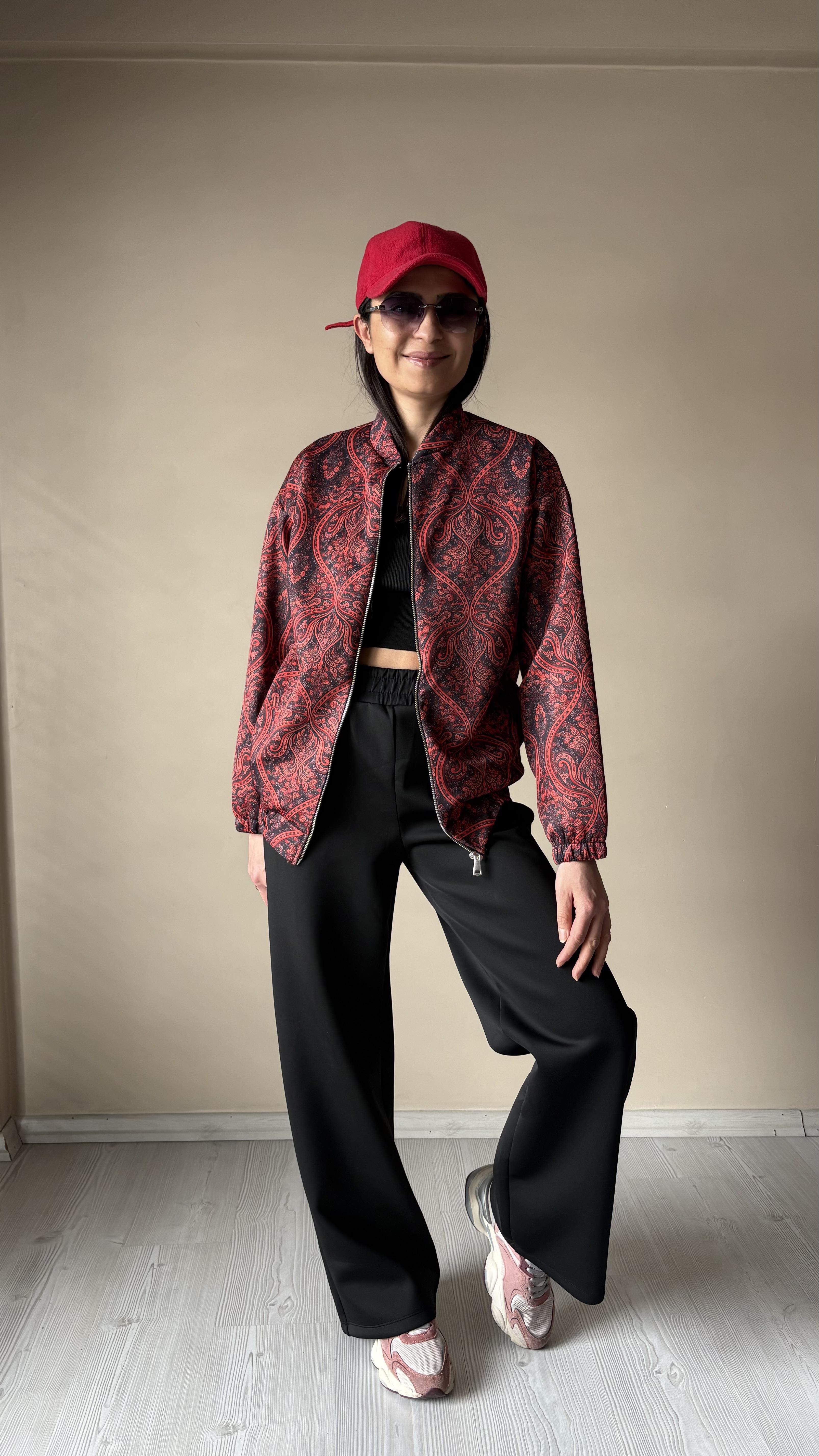 Etnik Desen Ceketli Scuba Takım