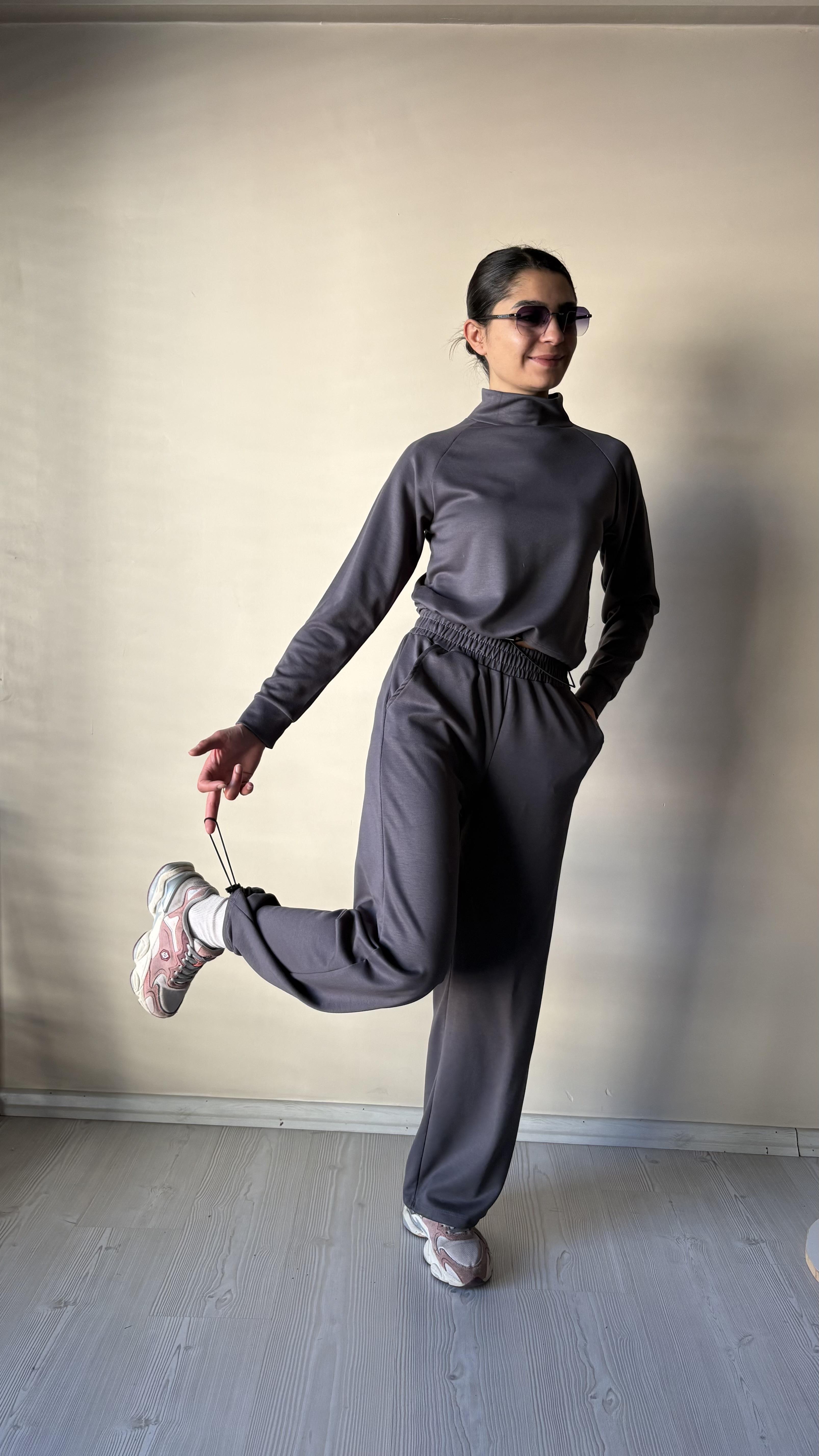 Füme Modal Dik Yaka 2'li Takım 