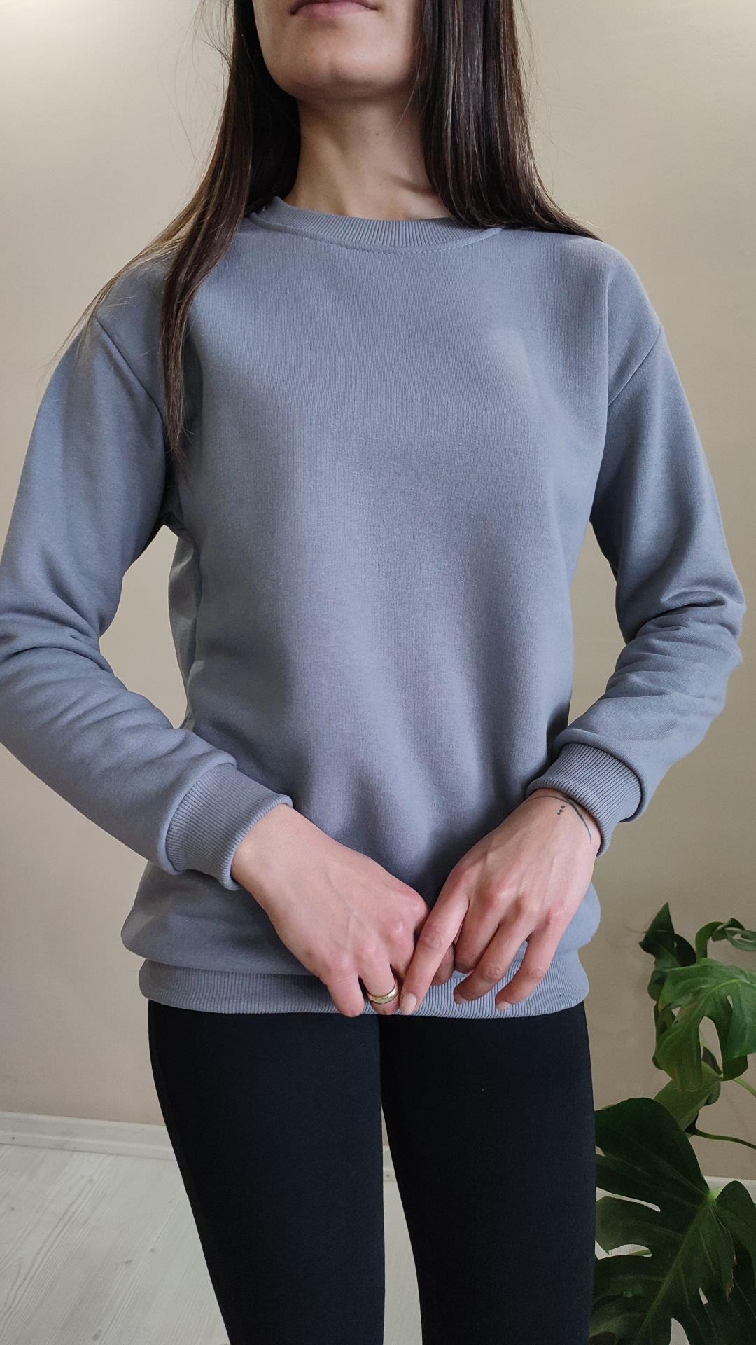 Gri üç iplik şardonlu Basic sweat