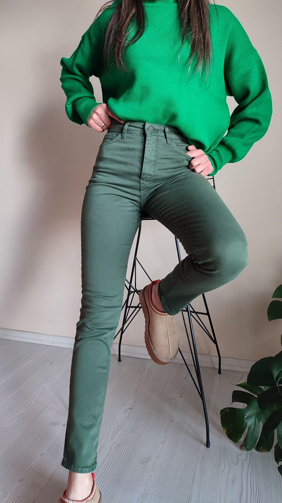 Haki yeşil likralı skkny Jean