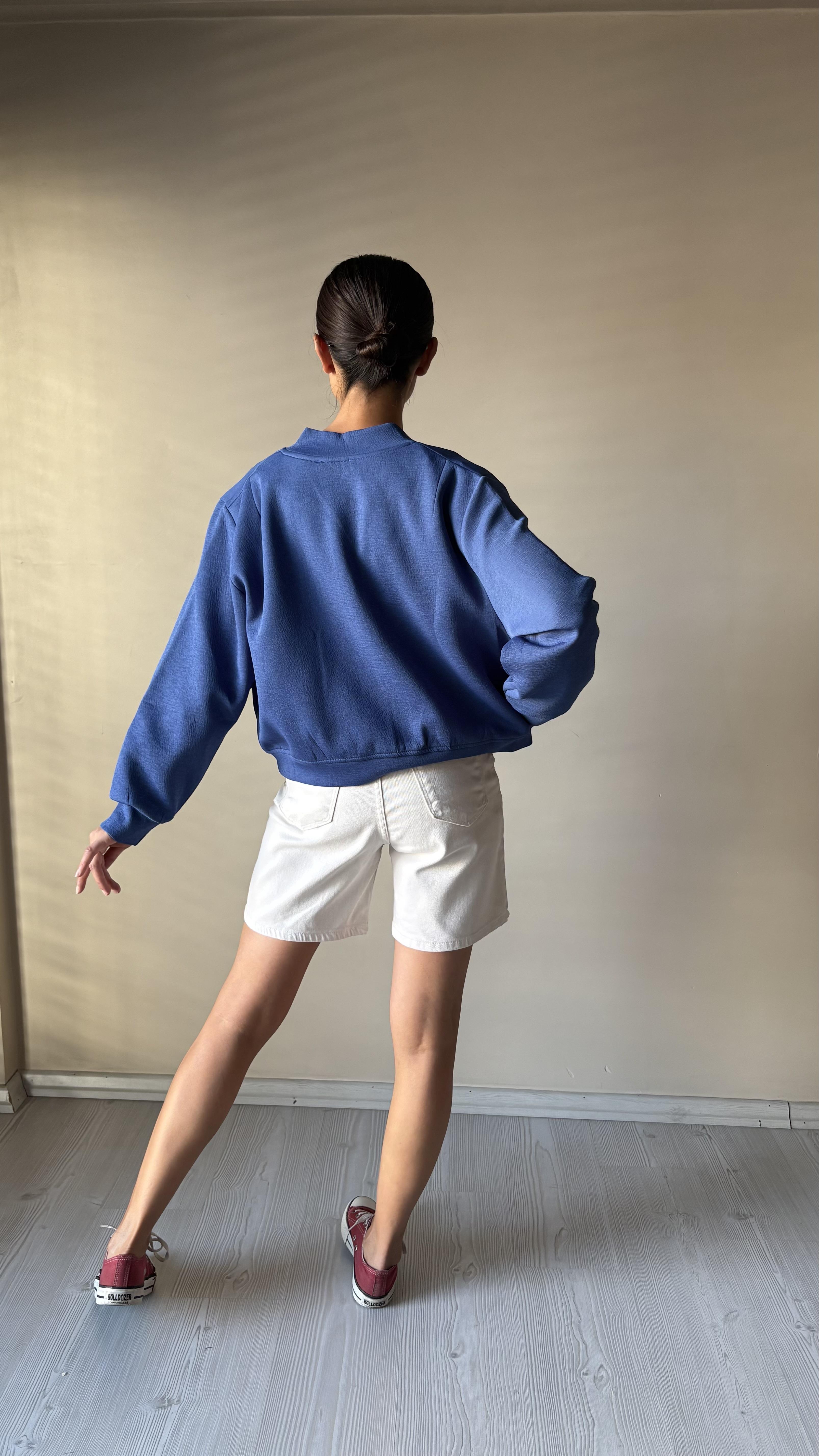 İndigo mavi Bomber Ceket