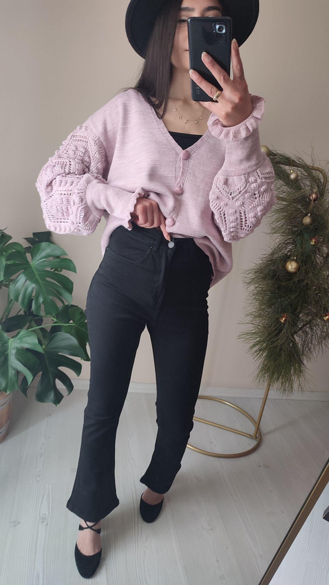 İspanyol paça siyah pantolon