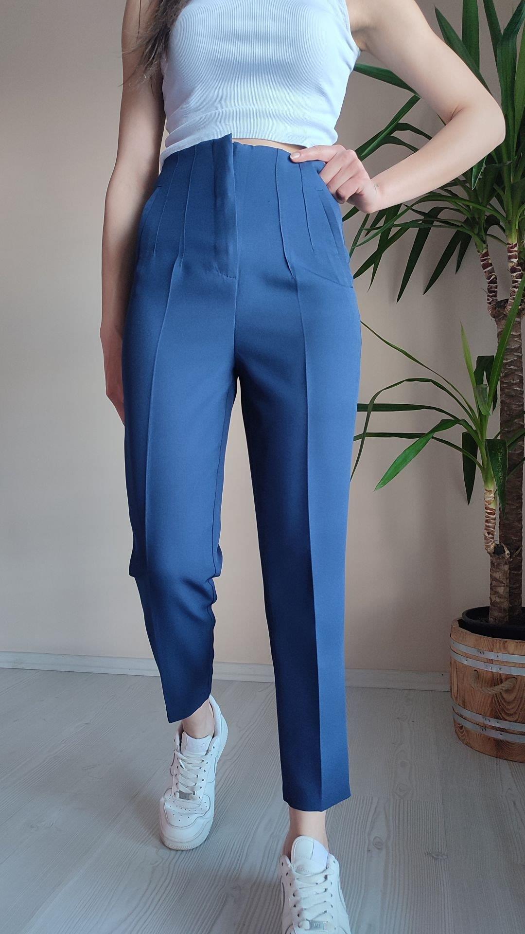 Lacivert Zara model havuç kesim pantolon
