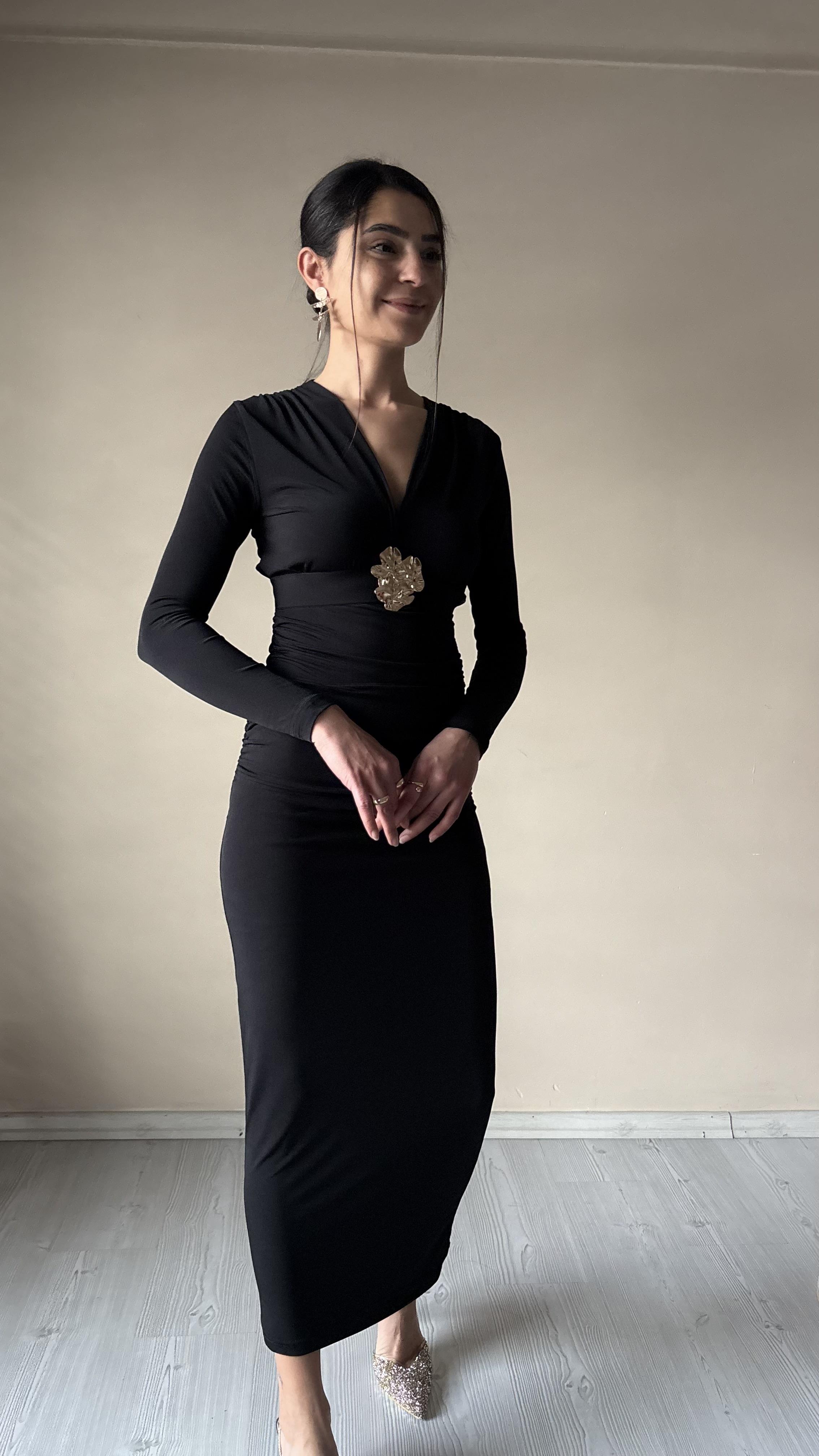 Likralı siyah Elbise