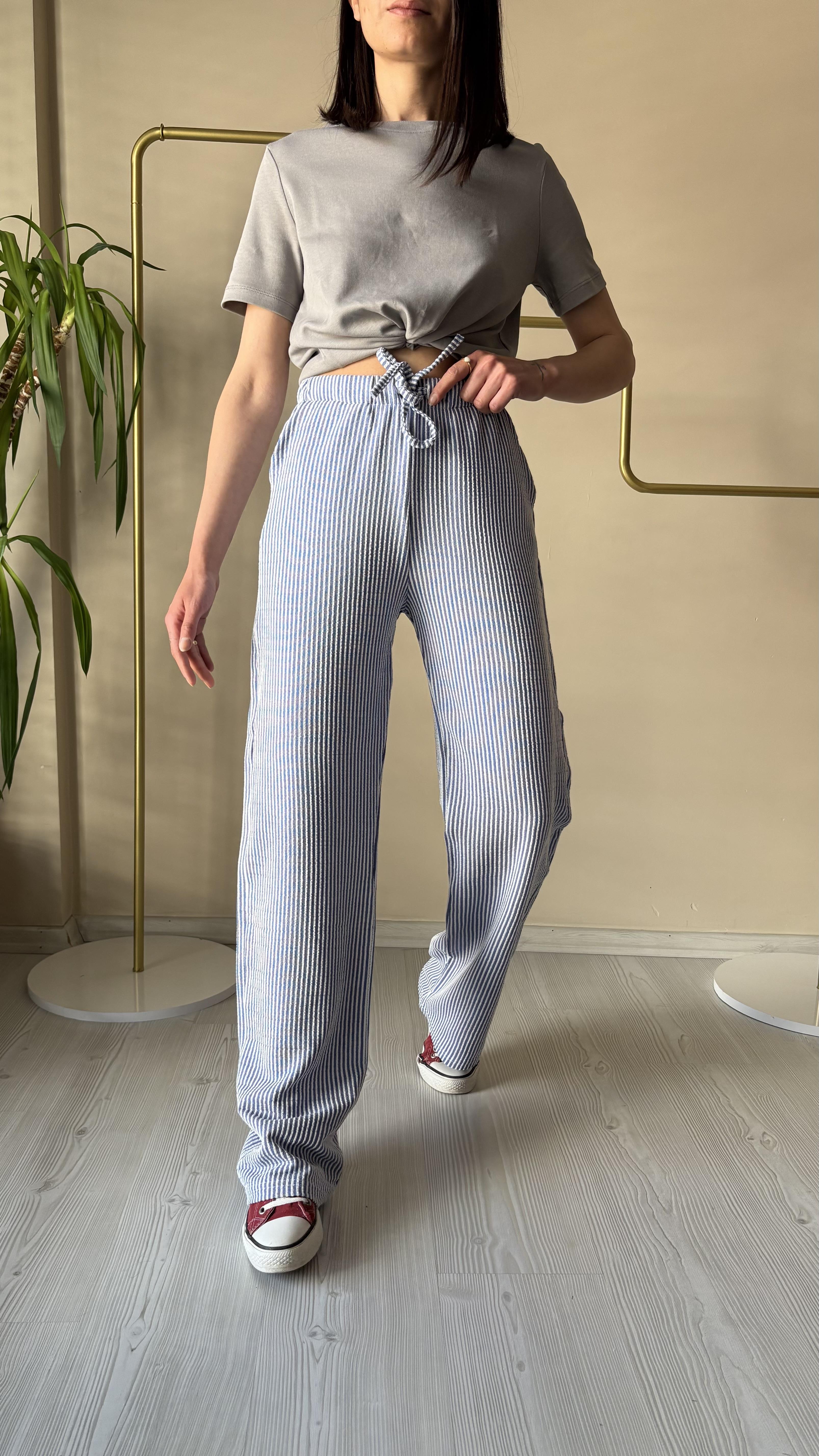 Mavi & Beyaz çizgili Pantolon 