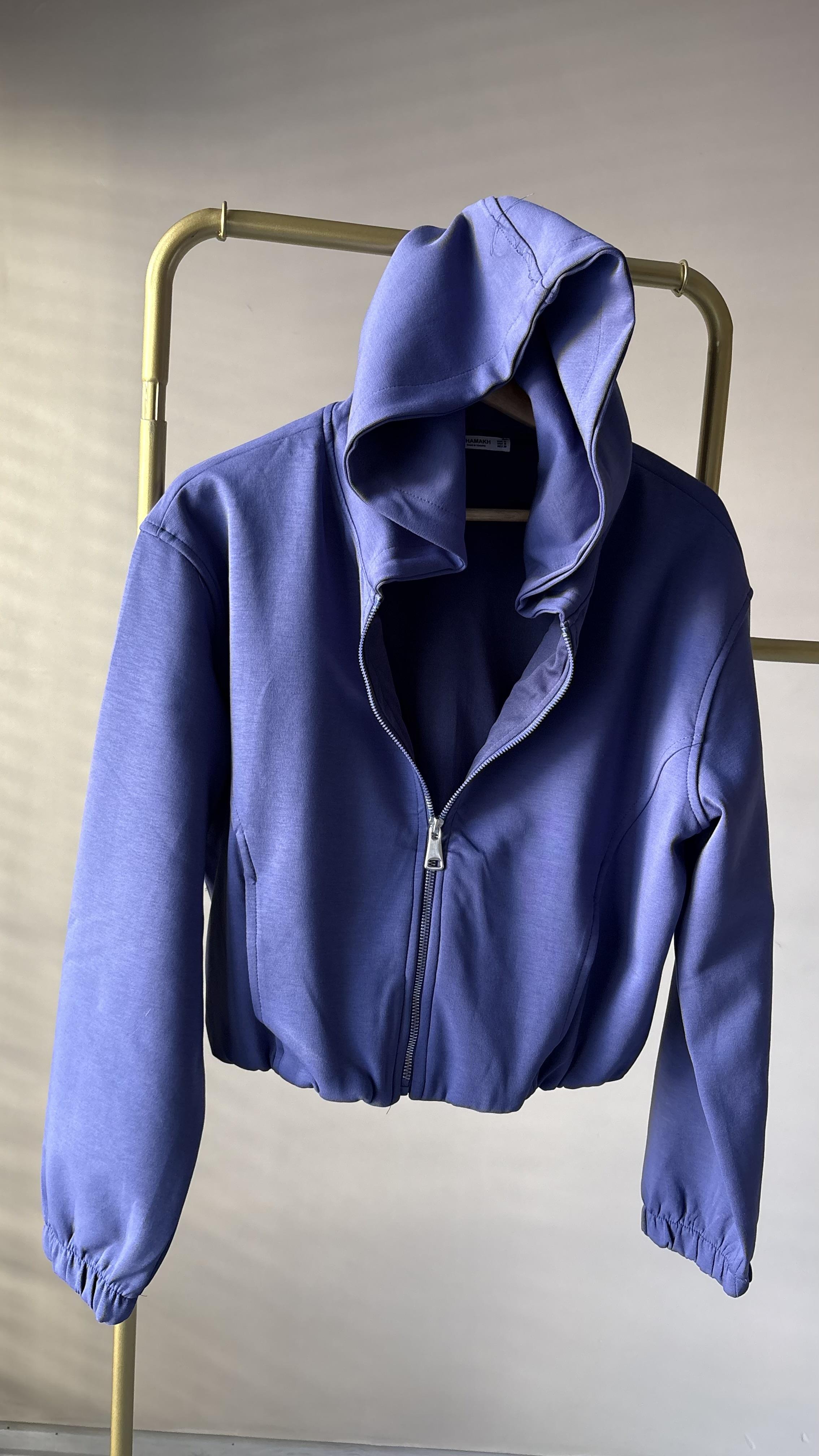 Mavi kapşonlu  sweat ceket