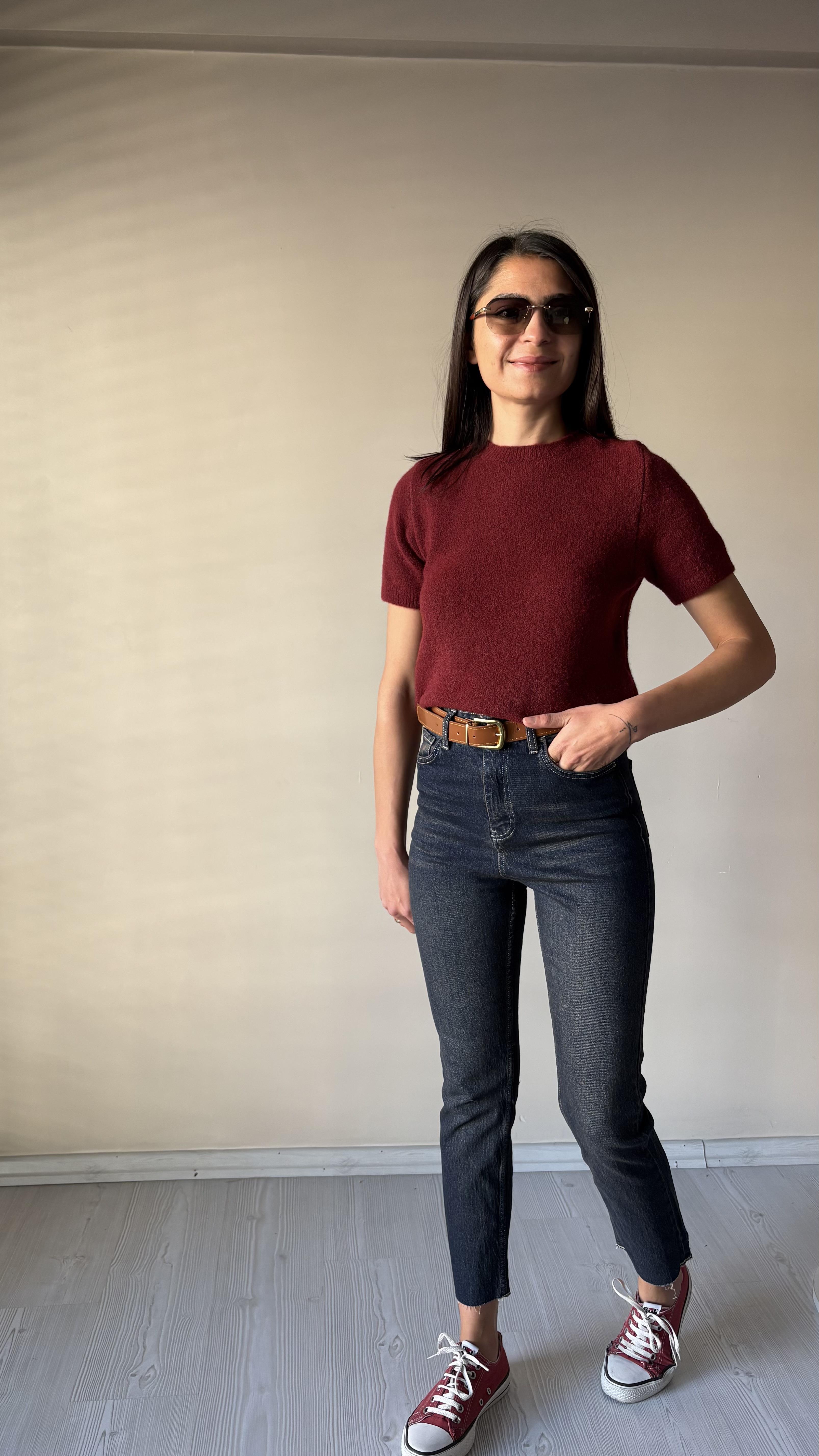 MD Bordo Kısa kol Kazak