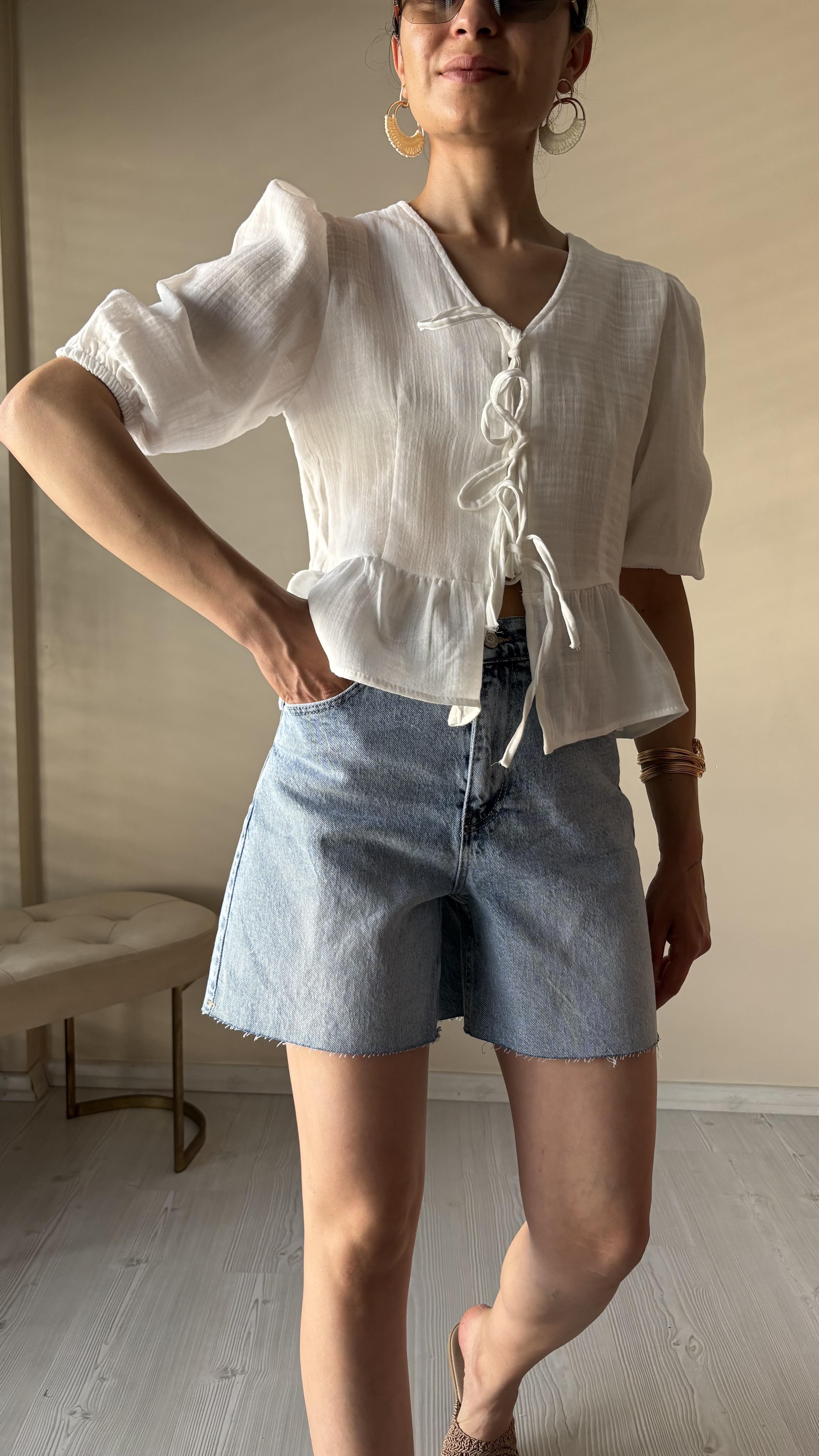 Muddy lazer kesim Jean Şort