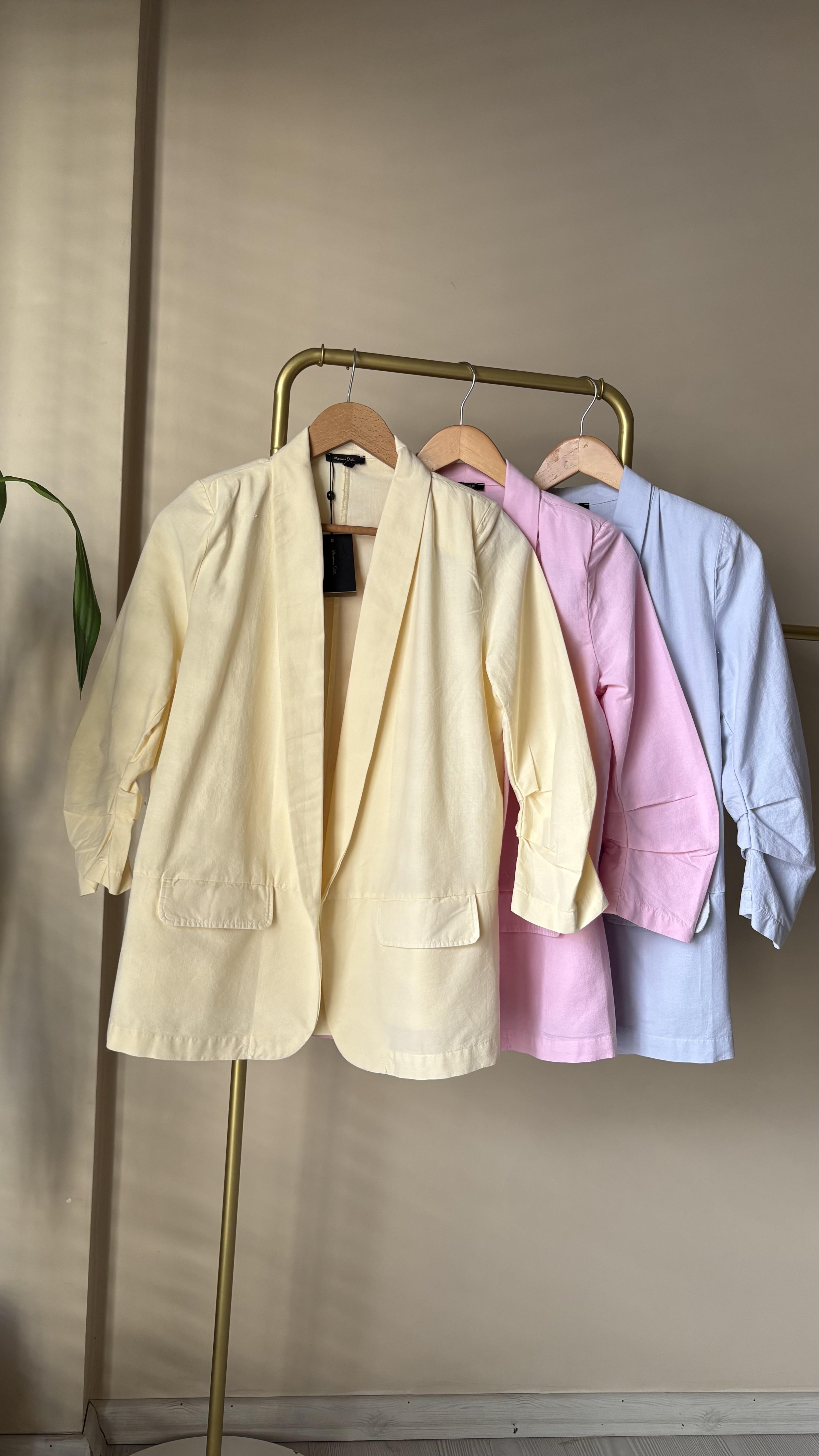 Pembe keten Blazer ceket