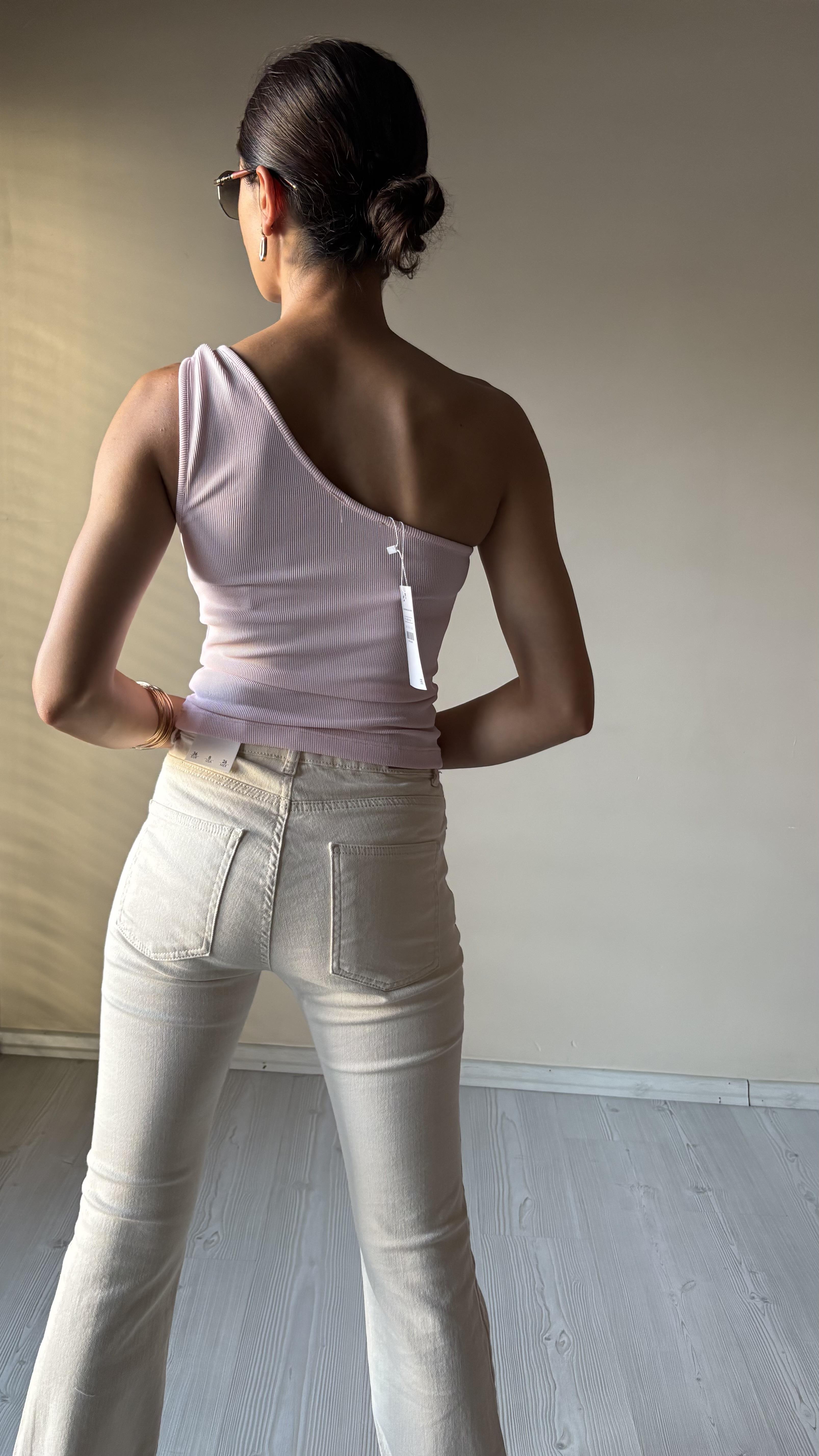 Pembe Tek kol Ottoman Bluz