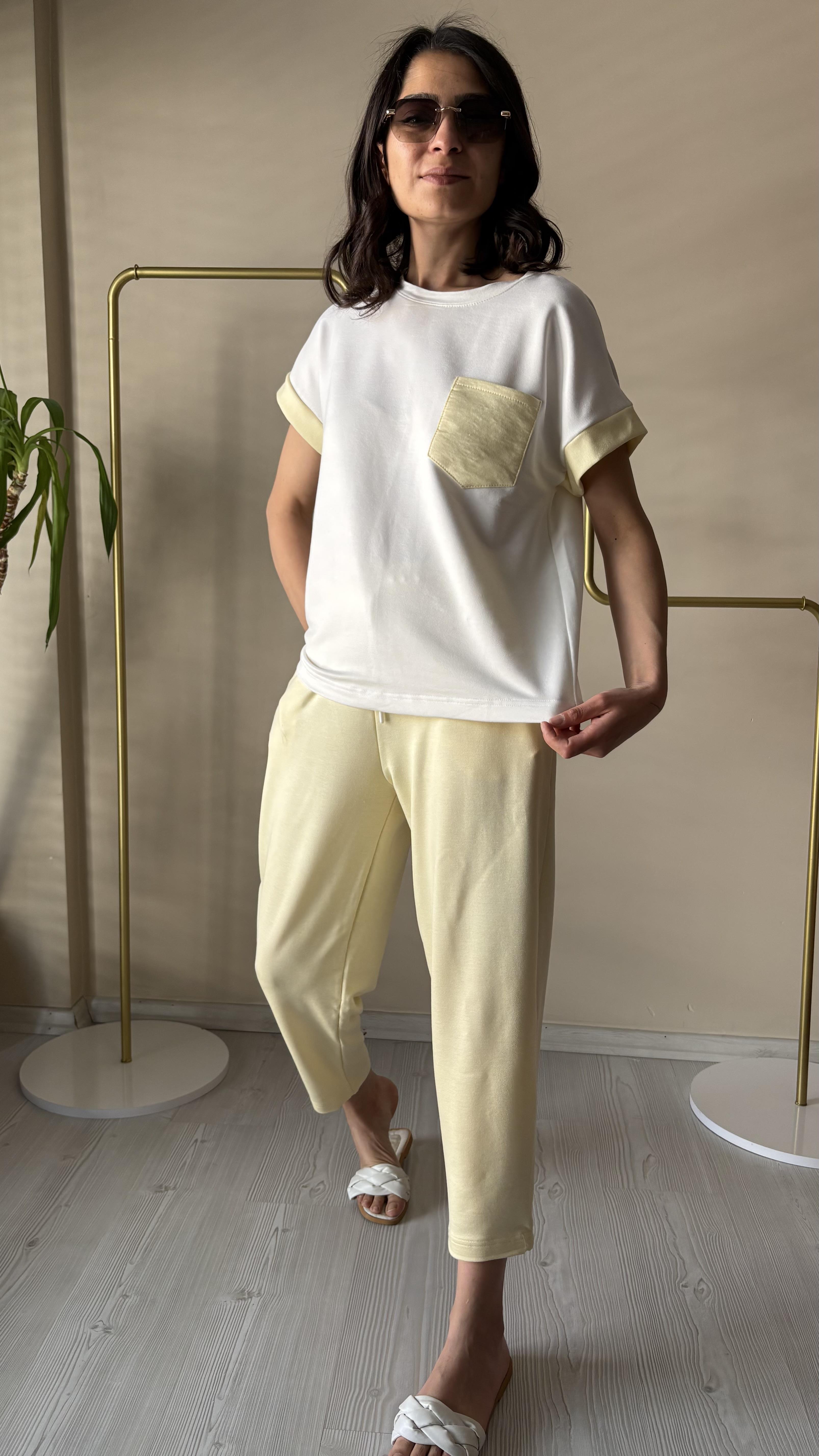 Sarı Cep Garnili Takım