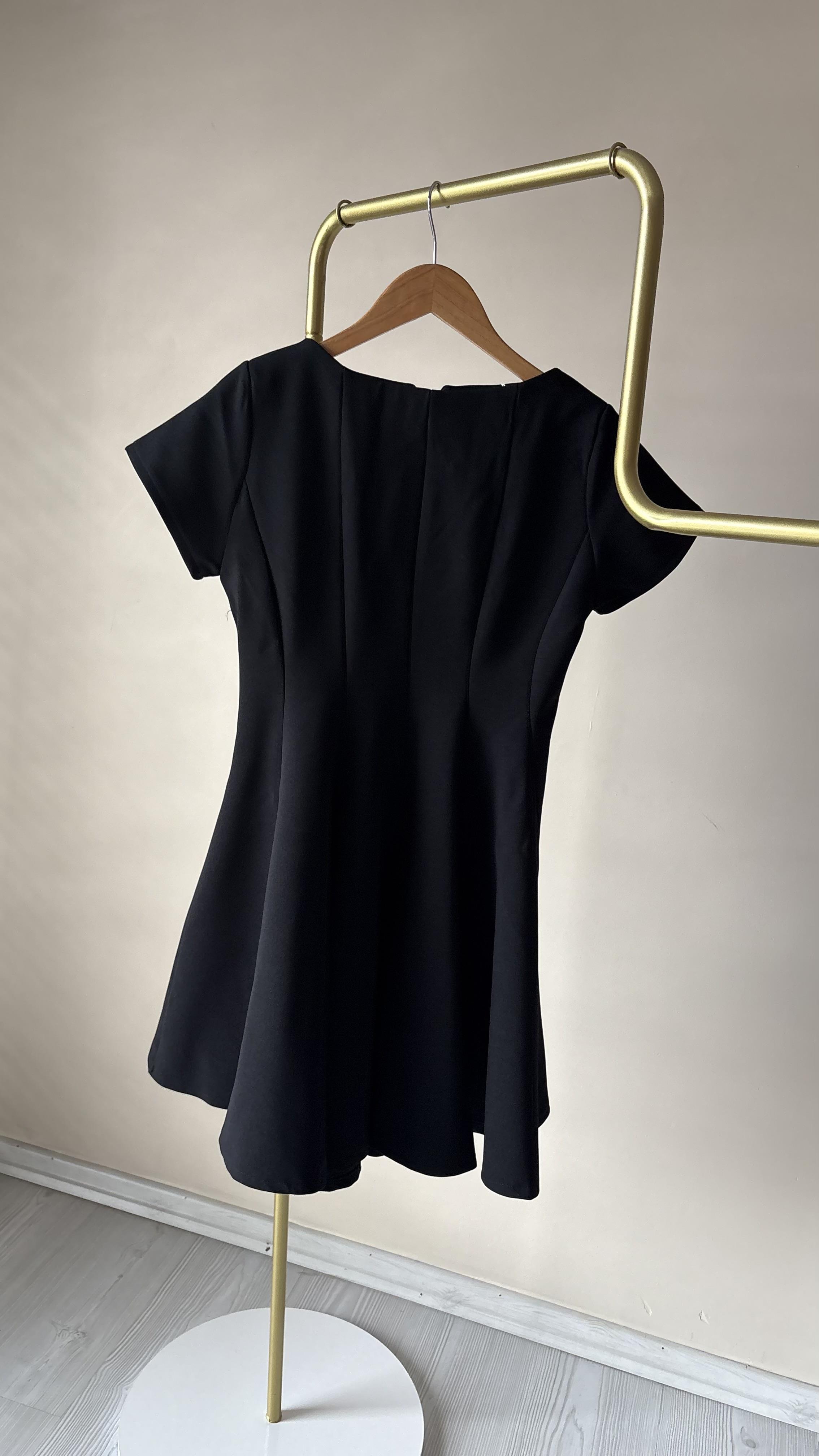 Siyah atlas Godeli  Elbise