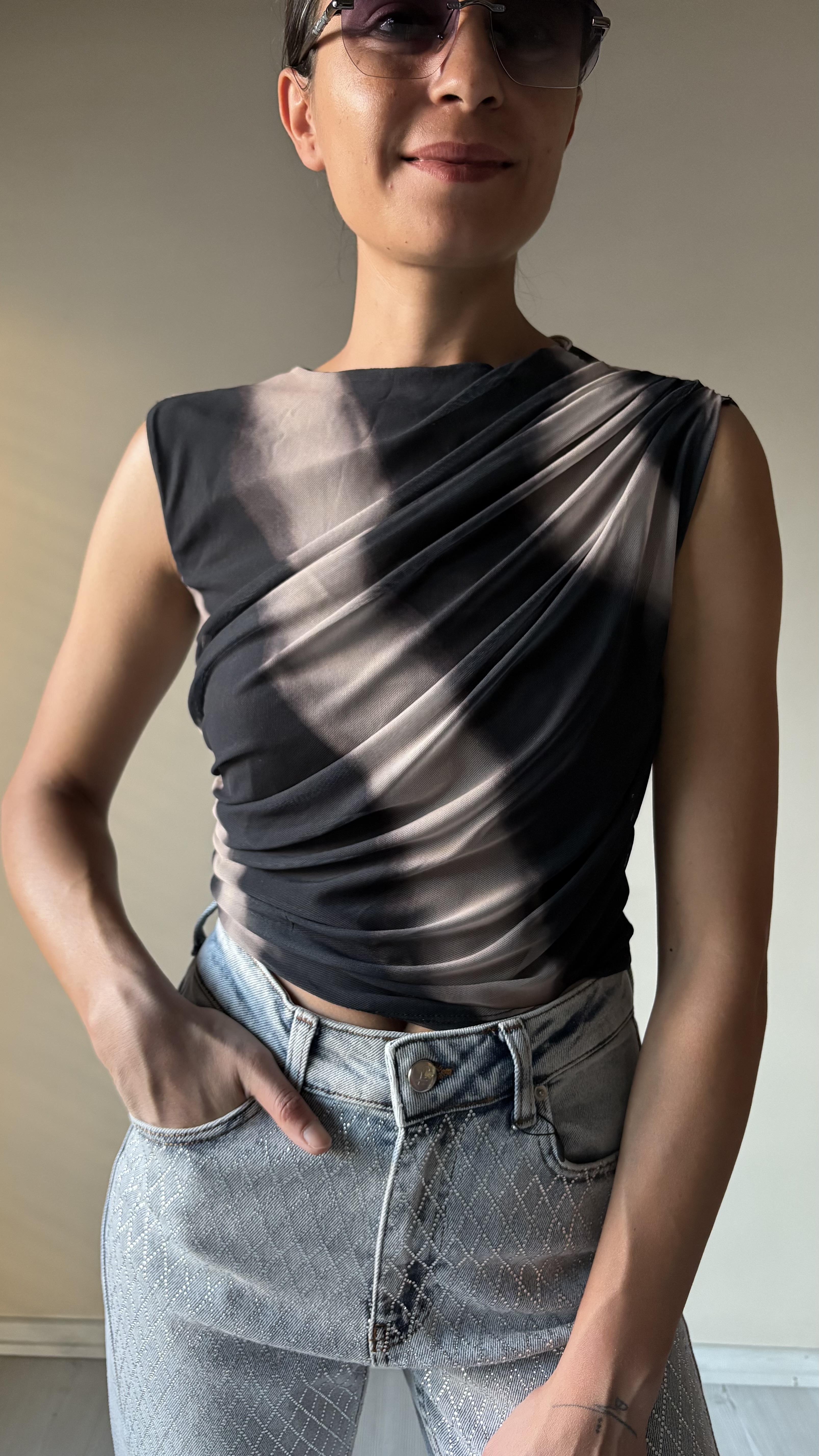 Tül Batik Desen Bluz