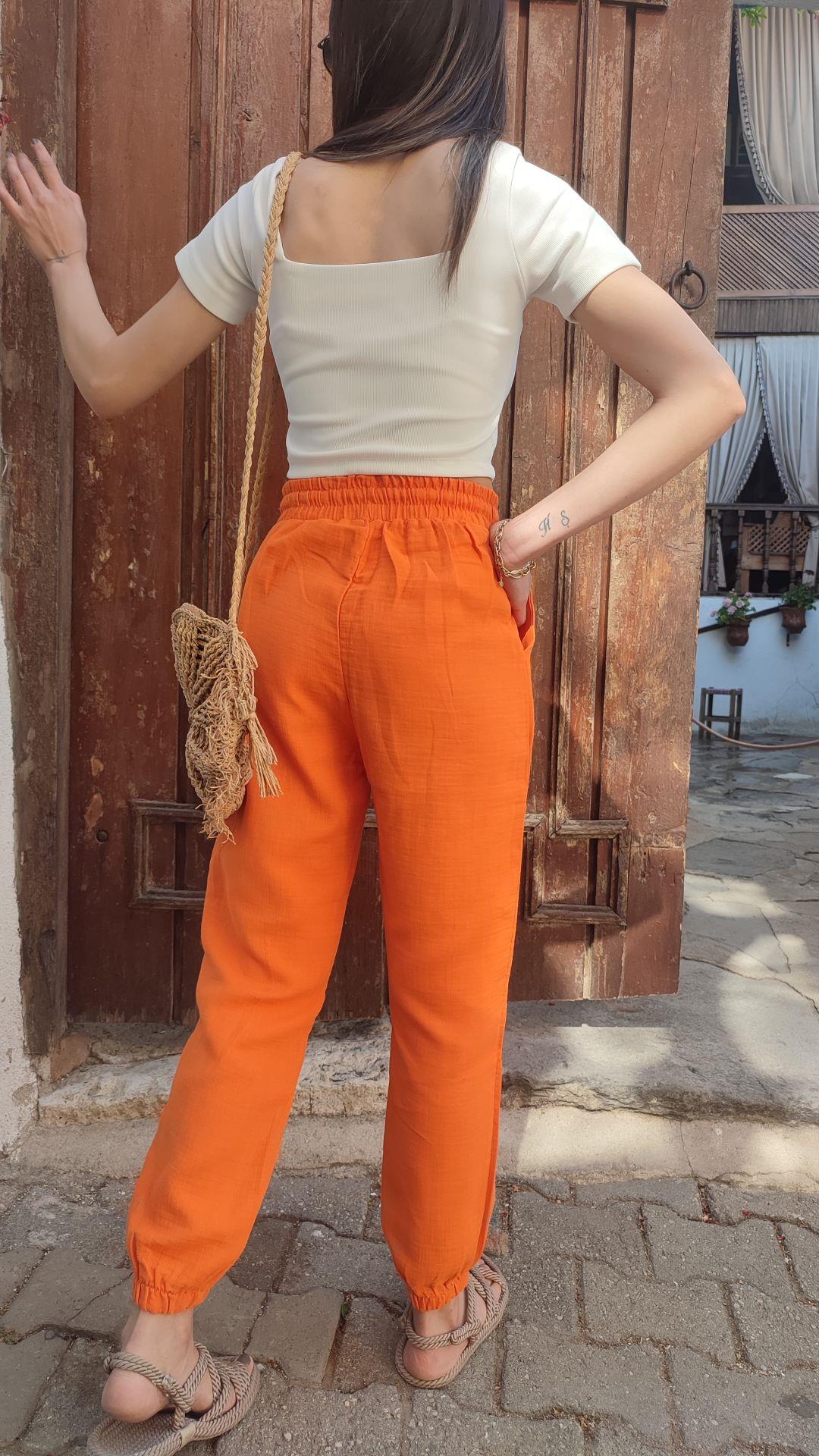 Turuncu muslin jogger pantolon