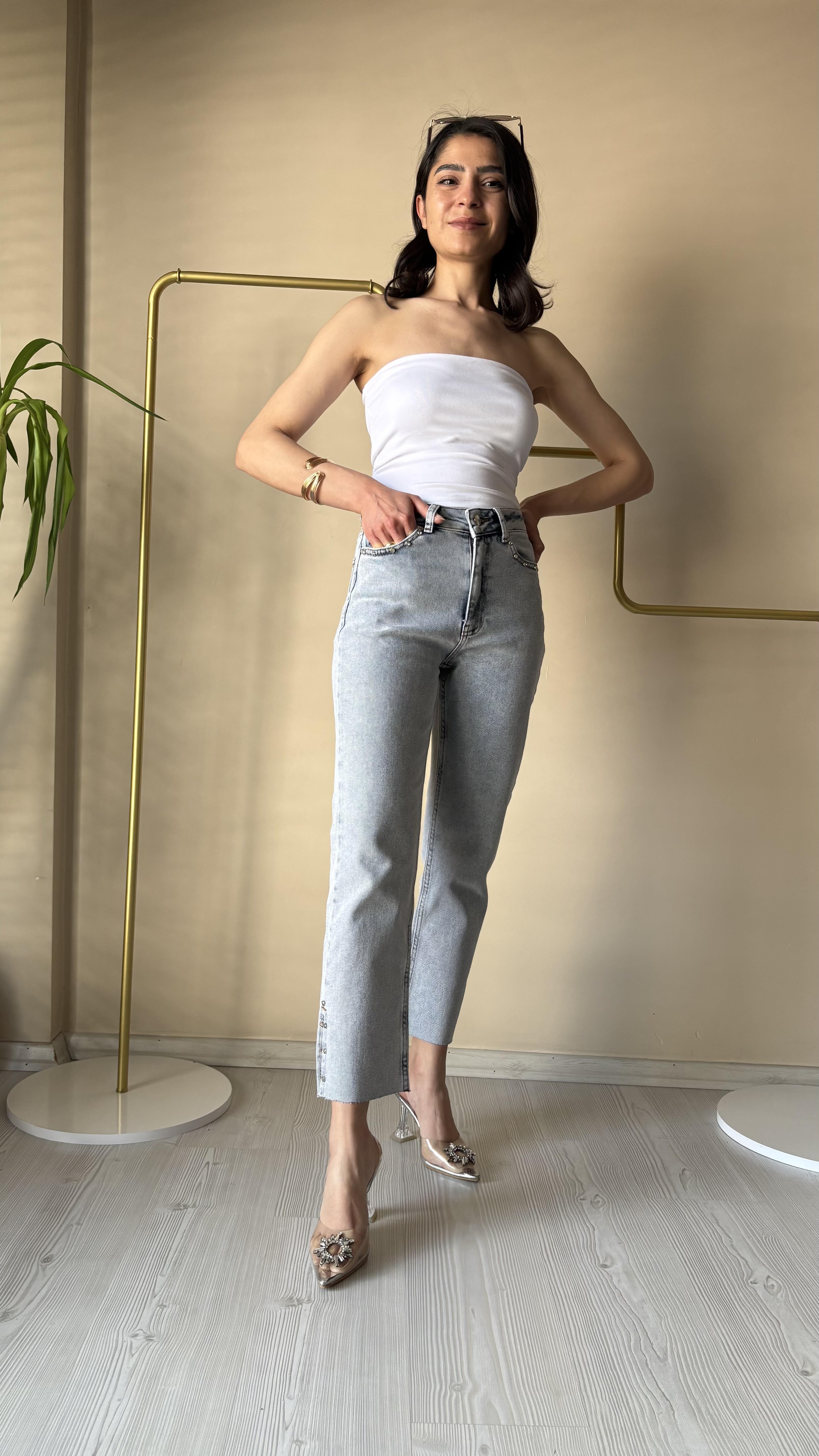 X love Taş detay kar yıkama Jean 