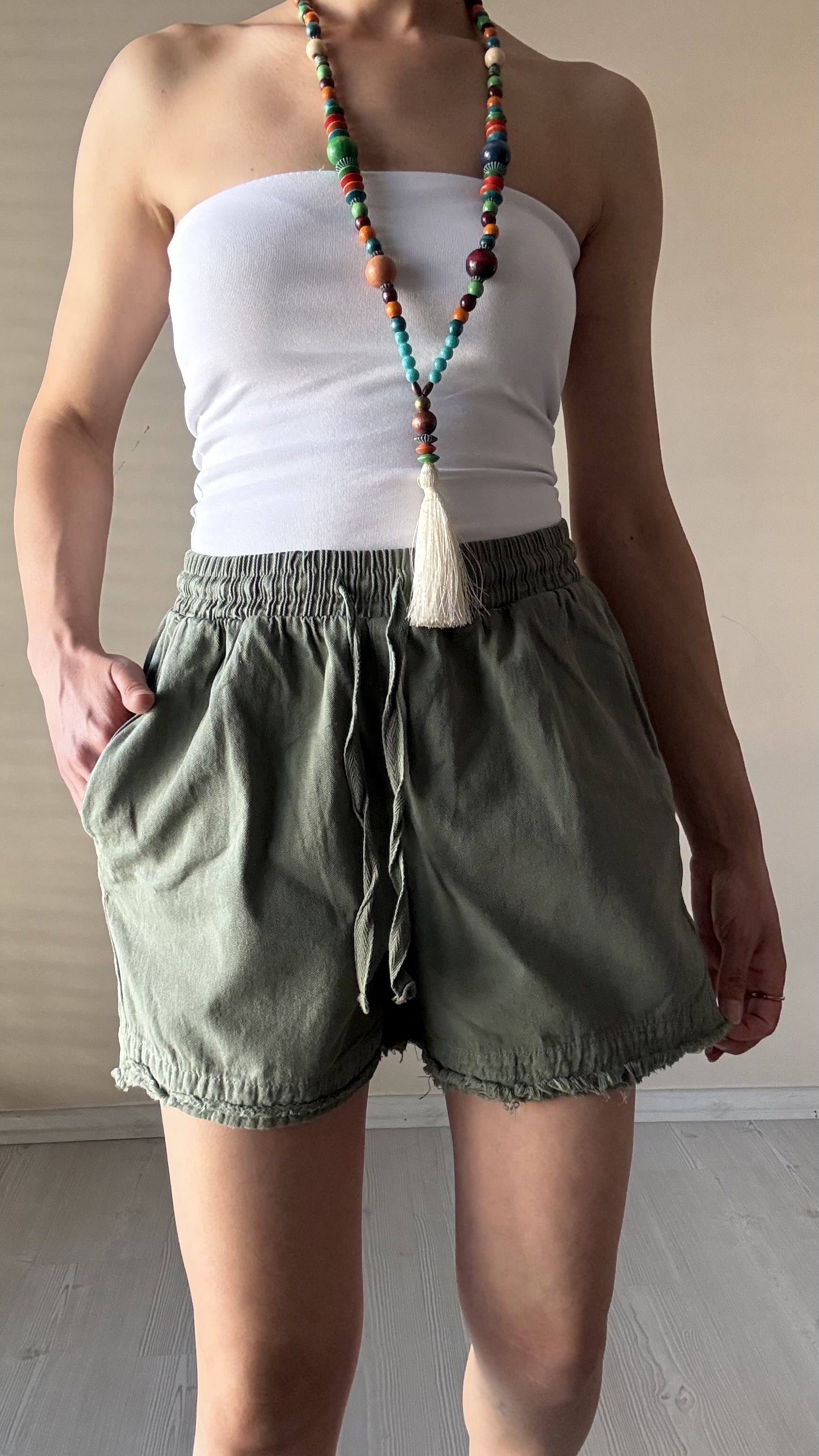 Yeşil Gabardin Şort 