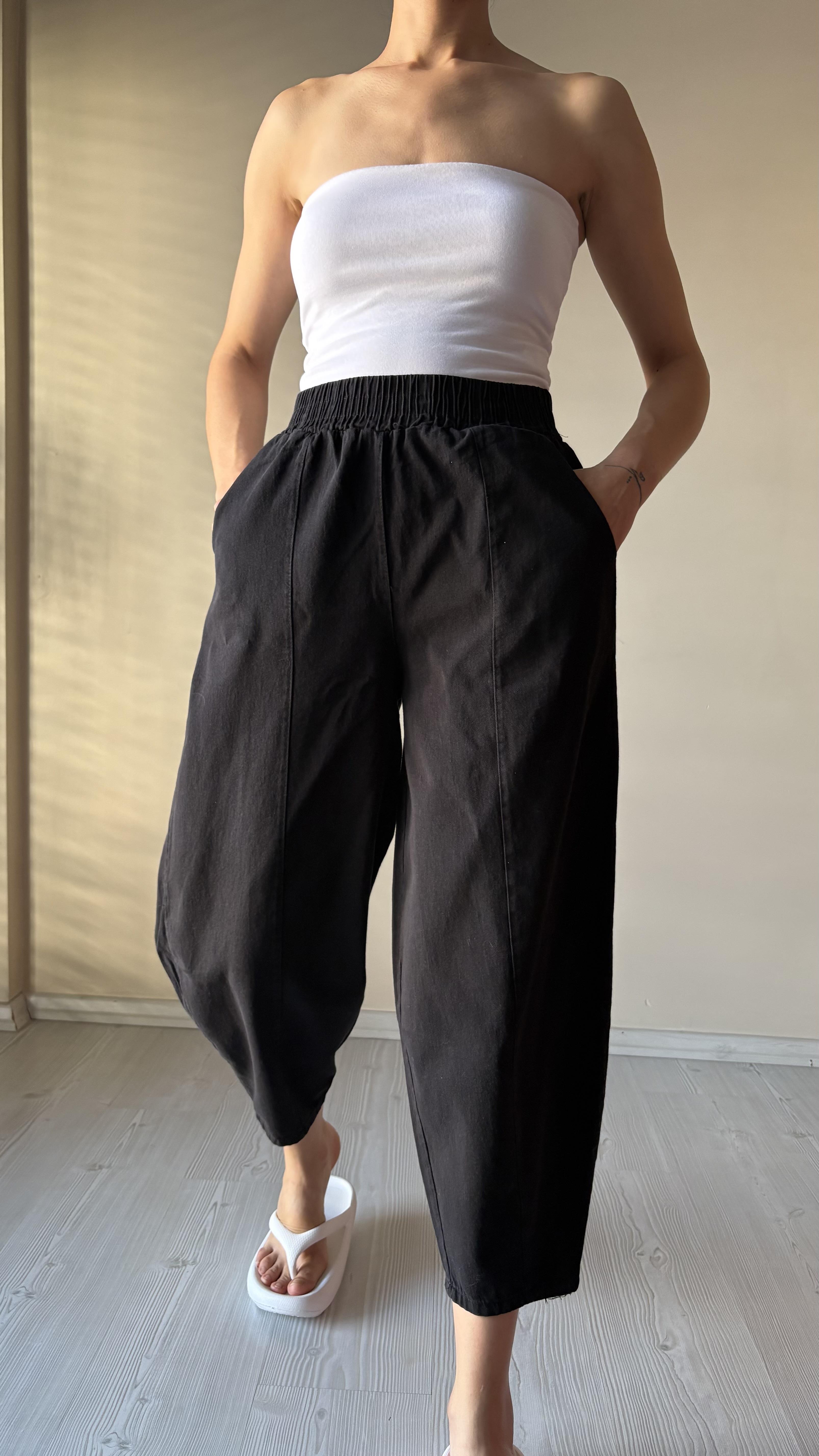 Yıkamalı Gabardin Şalvar Pantolonlar 