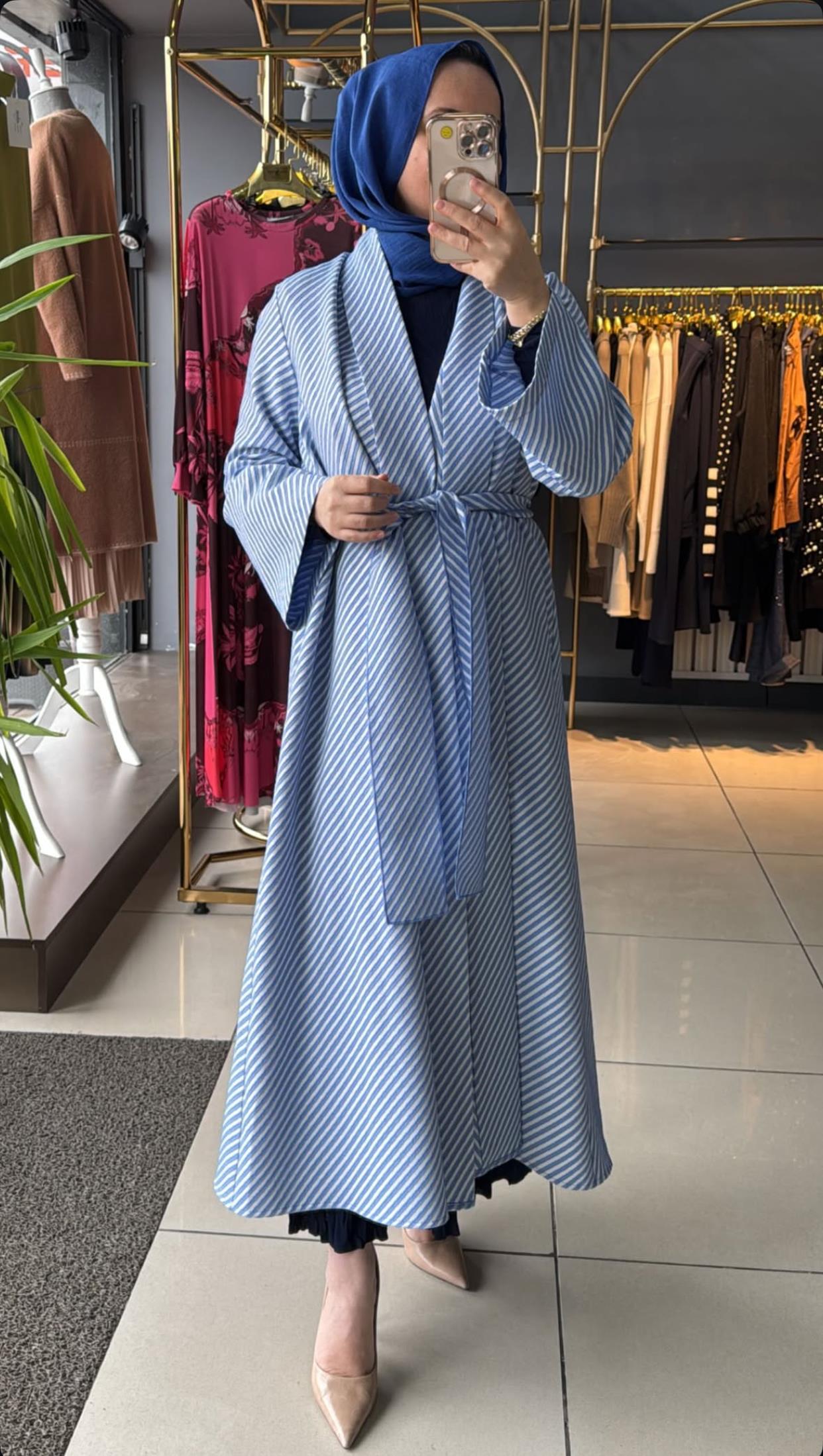 NOİ ŞAL YAKA KAP MAVİ