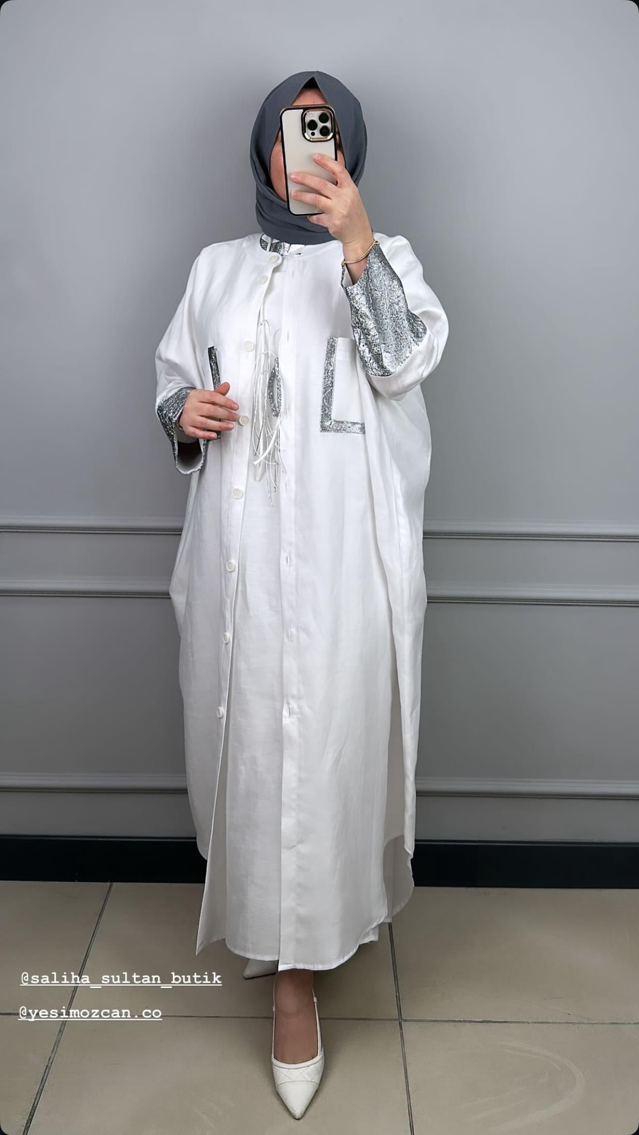 YEŞİM ÖZCAN TUNİK ELBİSE TAKIM EKRU