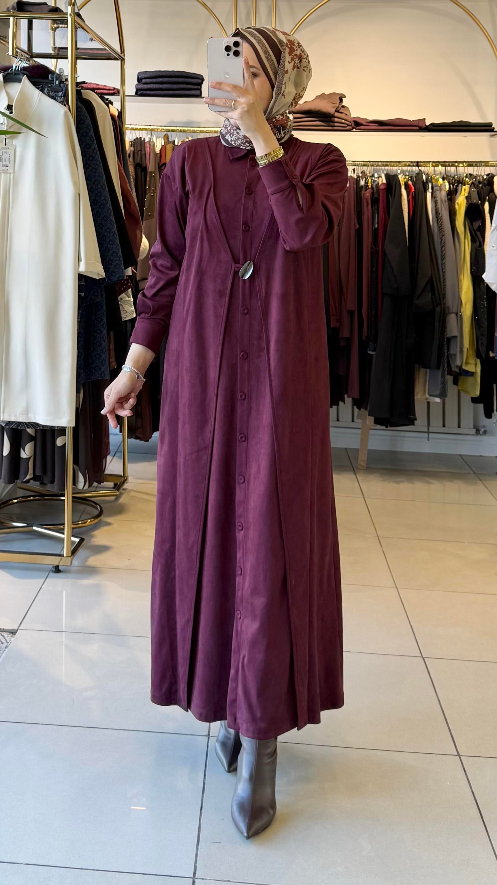 CLANDE ELBİSE BORDO 