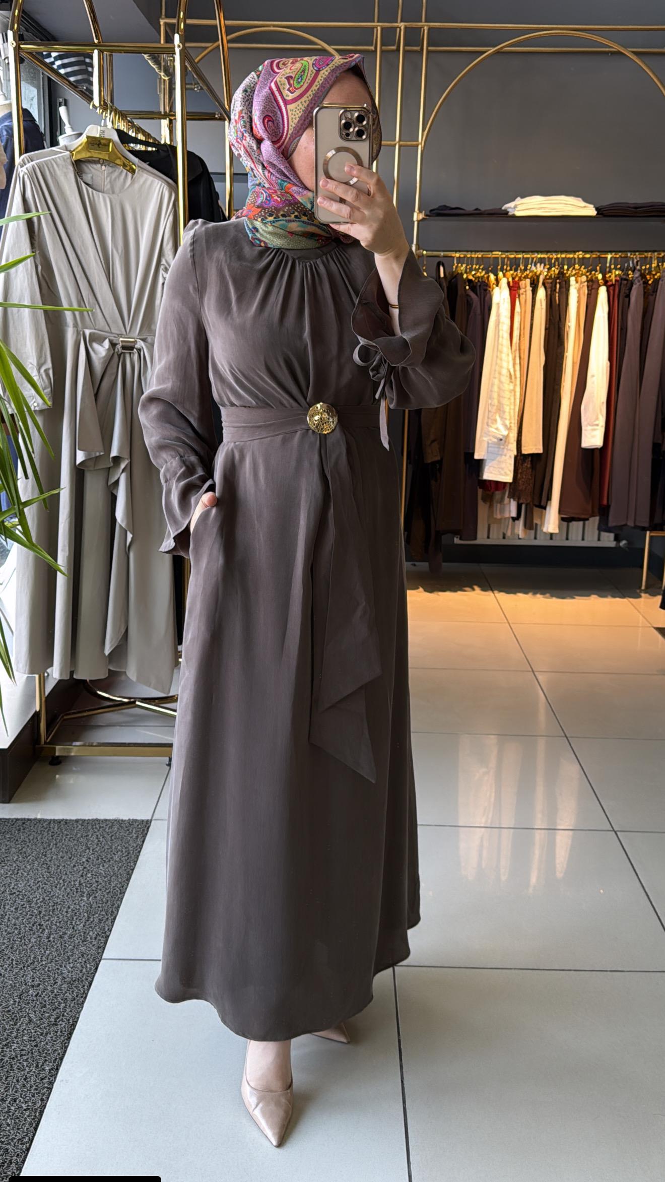 CLANDE ELBİSE KAHVE 