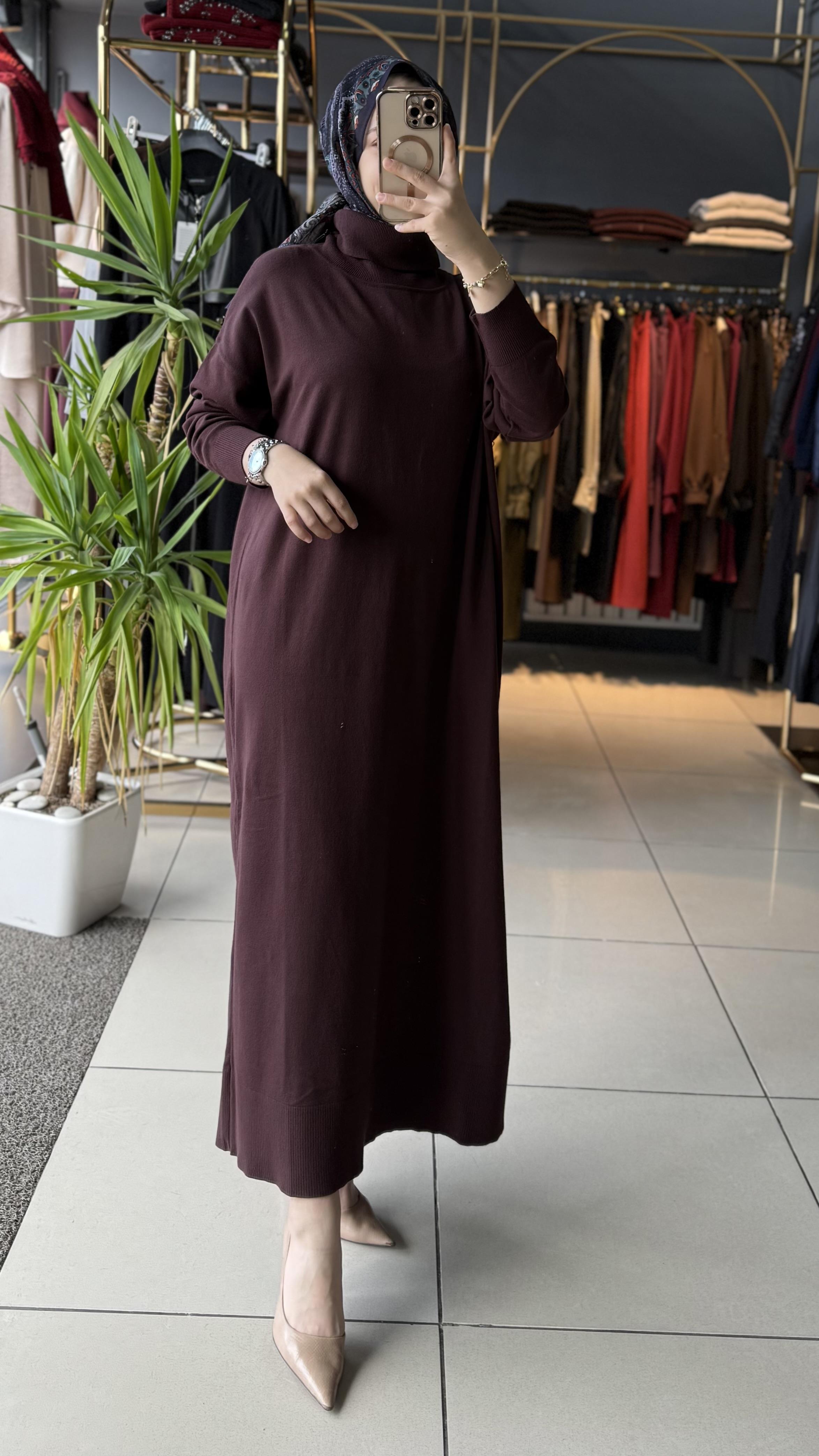 CLOCHE ELBİSE KAHVE 