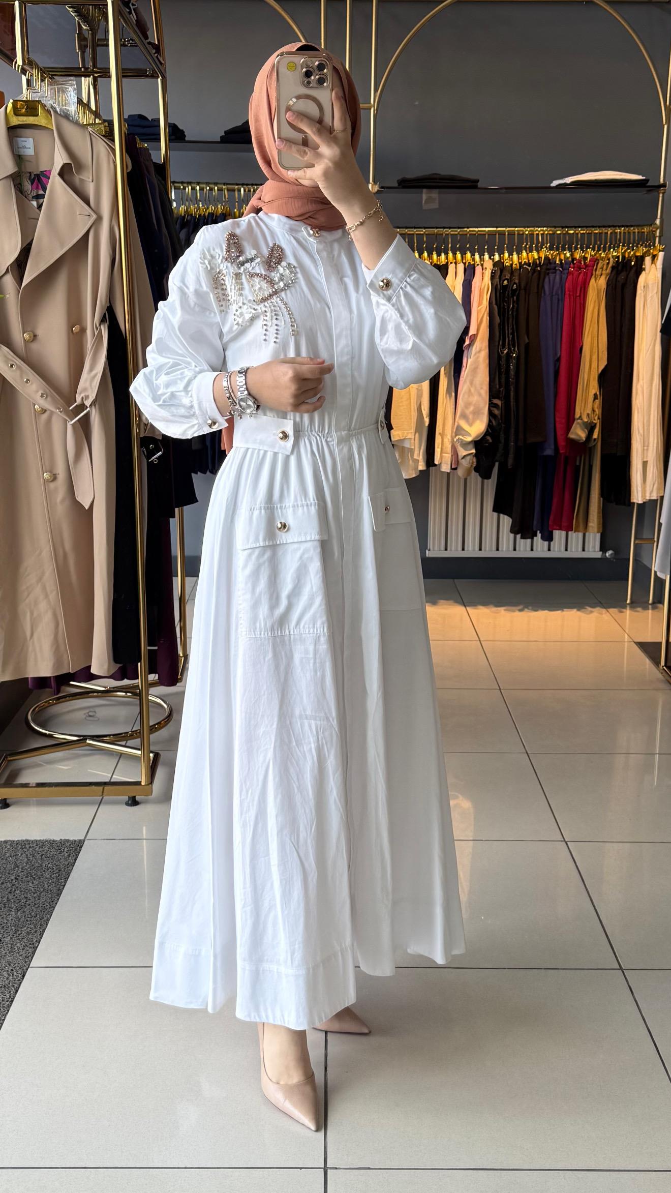 VENÖVE GRACE ELBİSE BEYAZ