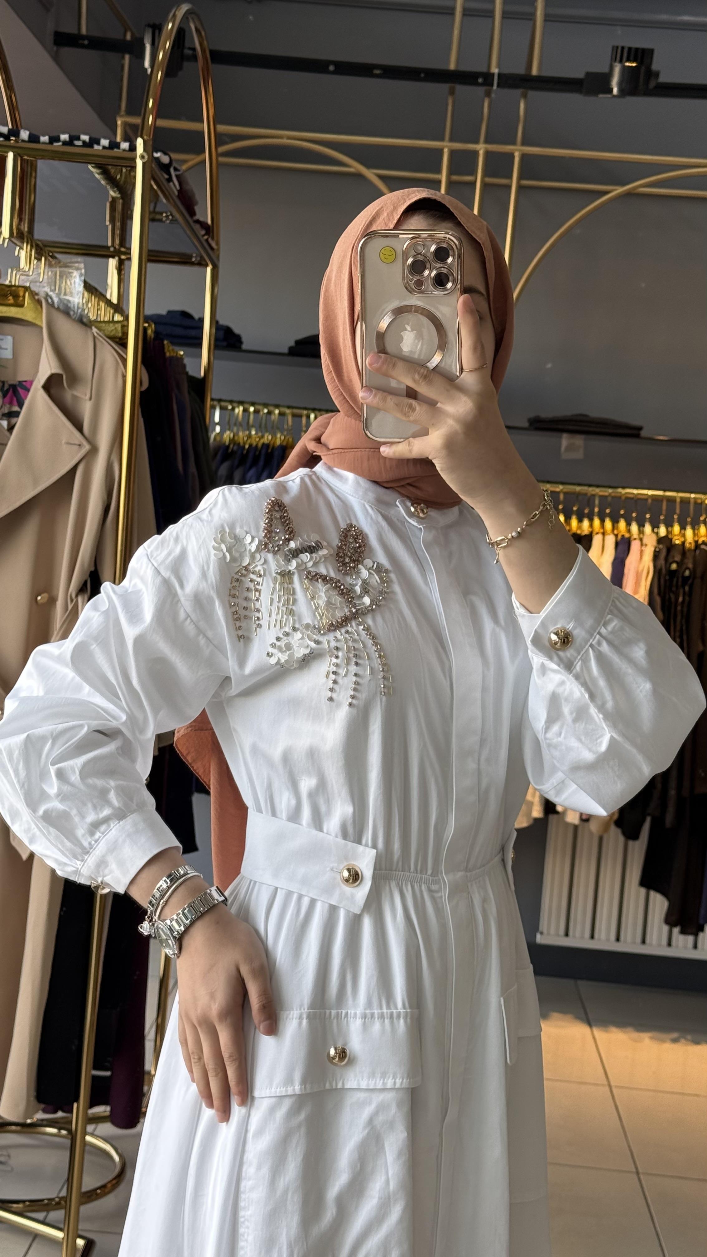 VENÖVE GRACE ELBİSE BEYAZ