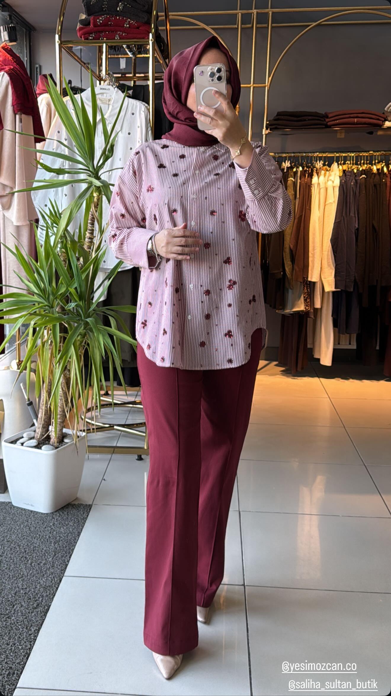 YEŞİM ÖZCAN PANTOLON BORDO