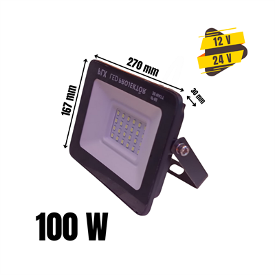 LED Projektörler – Endüstriyel & Dış Mekân (IP65)LED Projektör 100W 12/24V – IP65 Su Geçirmez Alüminyum Gövde