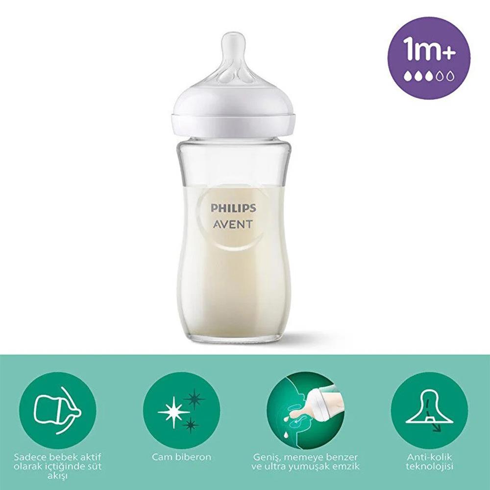 AVENT Doğal Tepkili Cam Biberon 1+Ay 240ml
