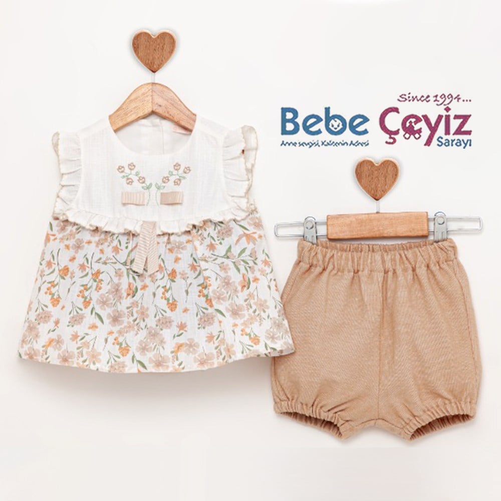 BABY ROSE Nakışlı Çıtır Şort Tunik Takım 