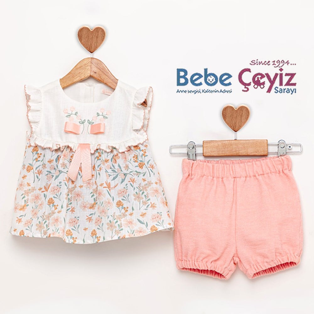 BABY ROSE Nakışlı Çıtır Şort Tunik Takım 