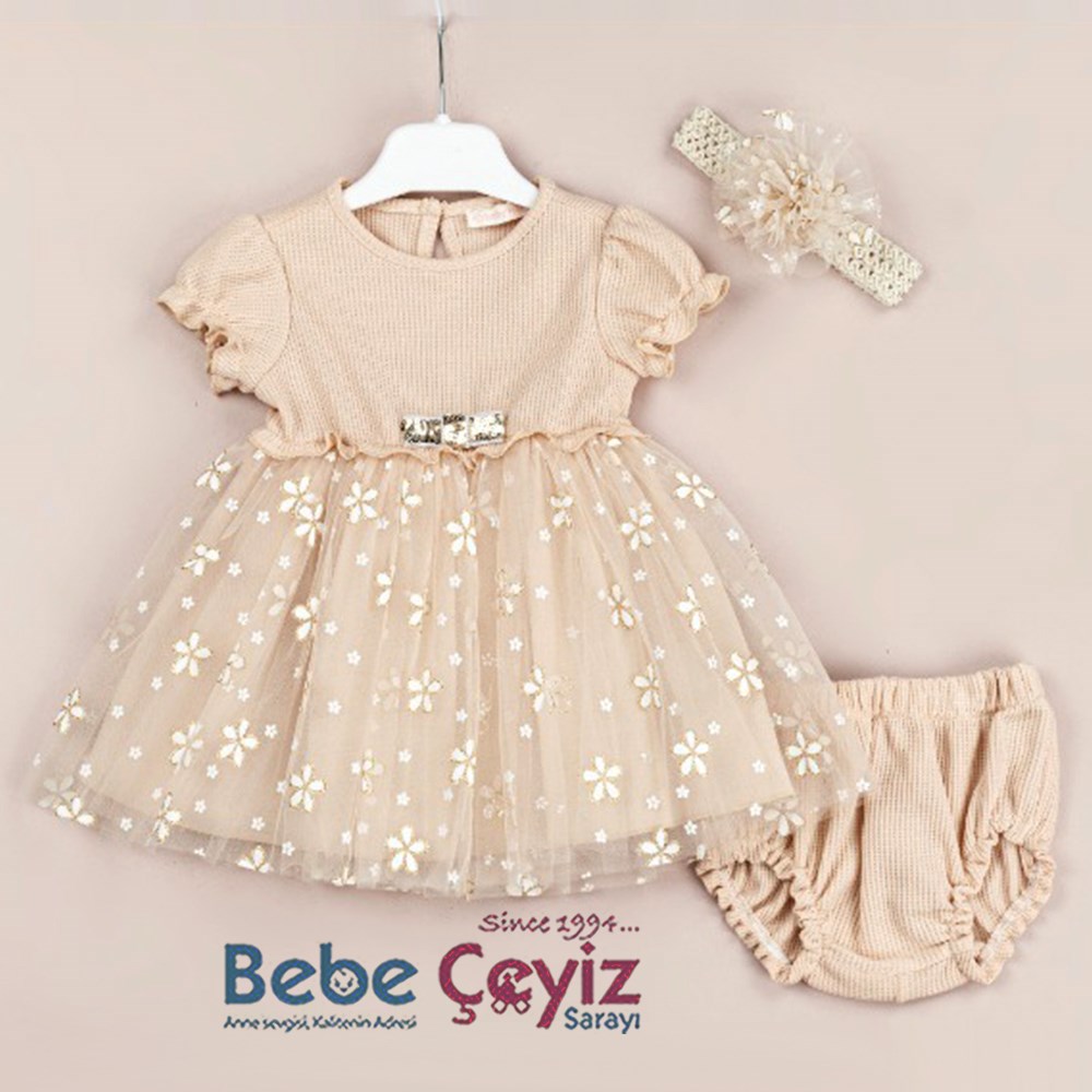 BABY ROSE Waffle Robalı Papatya Etekli Elbise 