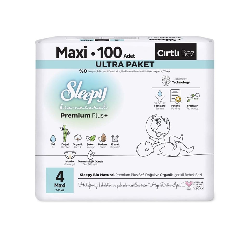 SLEEPY Bio Natural Ultra Maxi Bebek Bezi 100Lü  ( No: 4 )