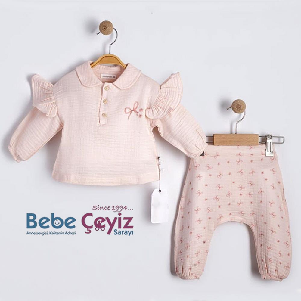 BEBESSİ Uzun Kol Spring Time 2'li Takım  ( Pembe )