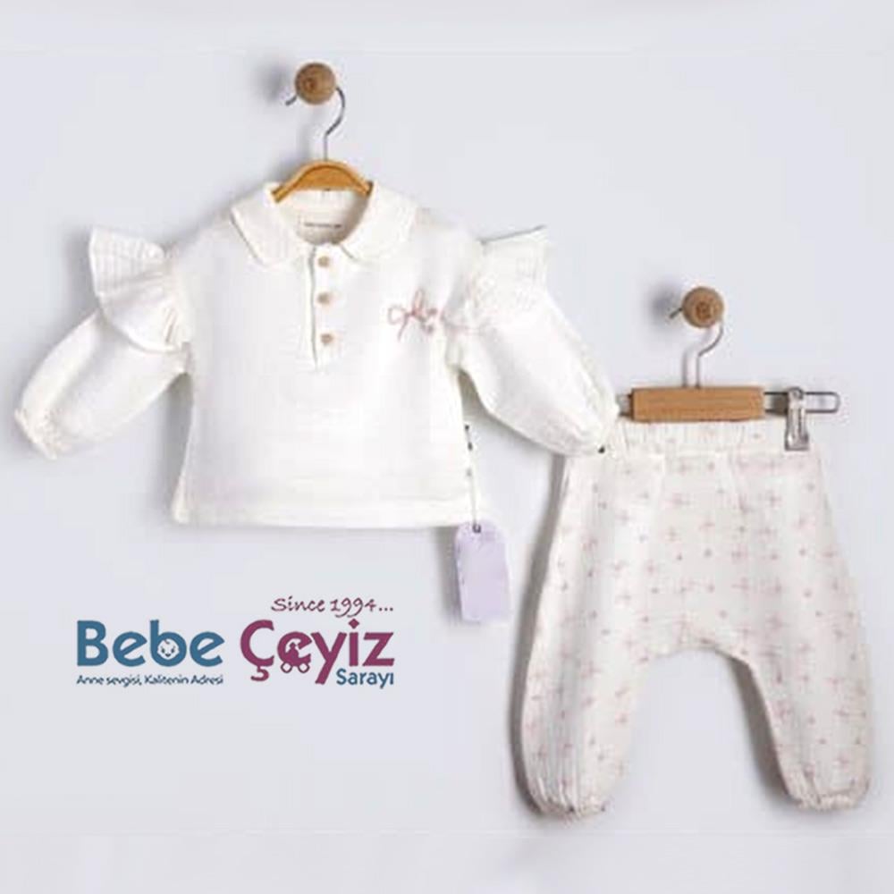 BEBESSİ Uzun Kol Spring Time 2'li Takım  ( Ekru )